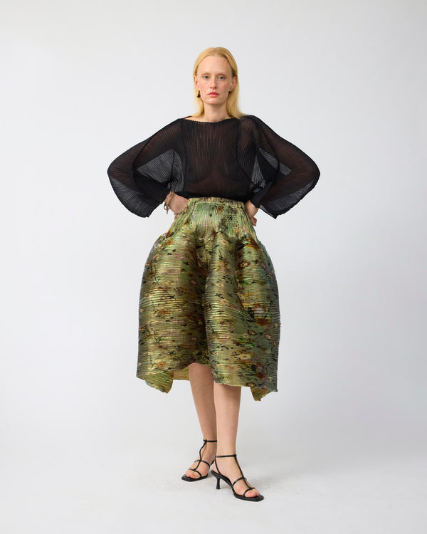 Kenza Handpleated Skirt in Iridescent Frances