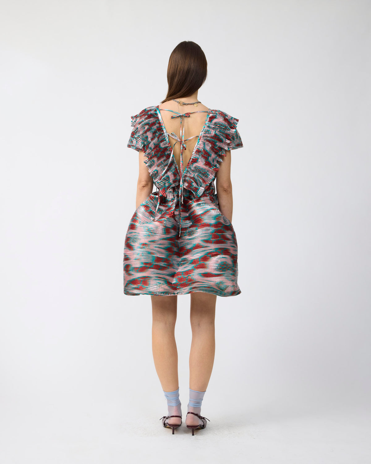 Nika Handpleated Dress in Metallic Gallia