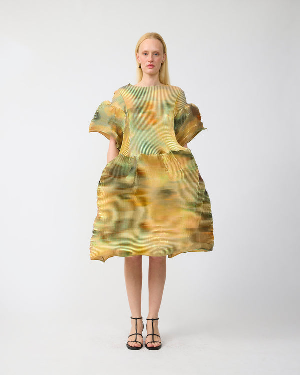 Thekla Pleated Dress in Iridescent Maris
