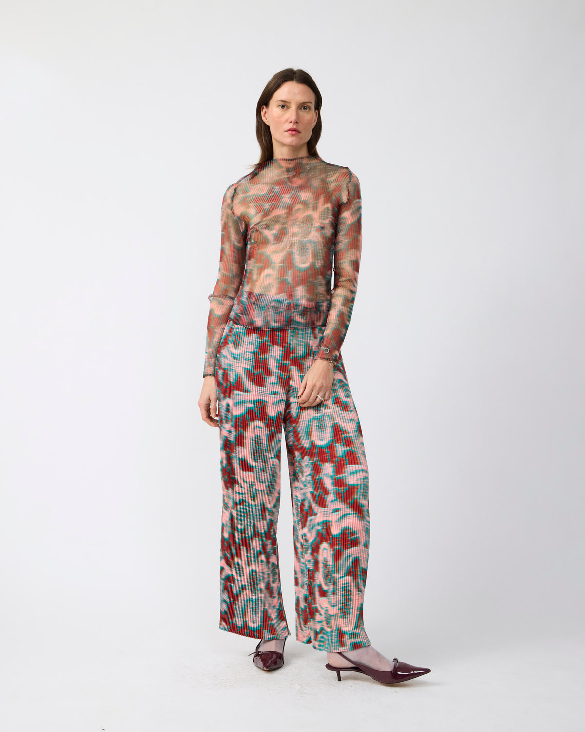 Lee Pleated Top in Transparent Gallia