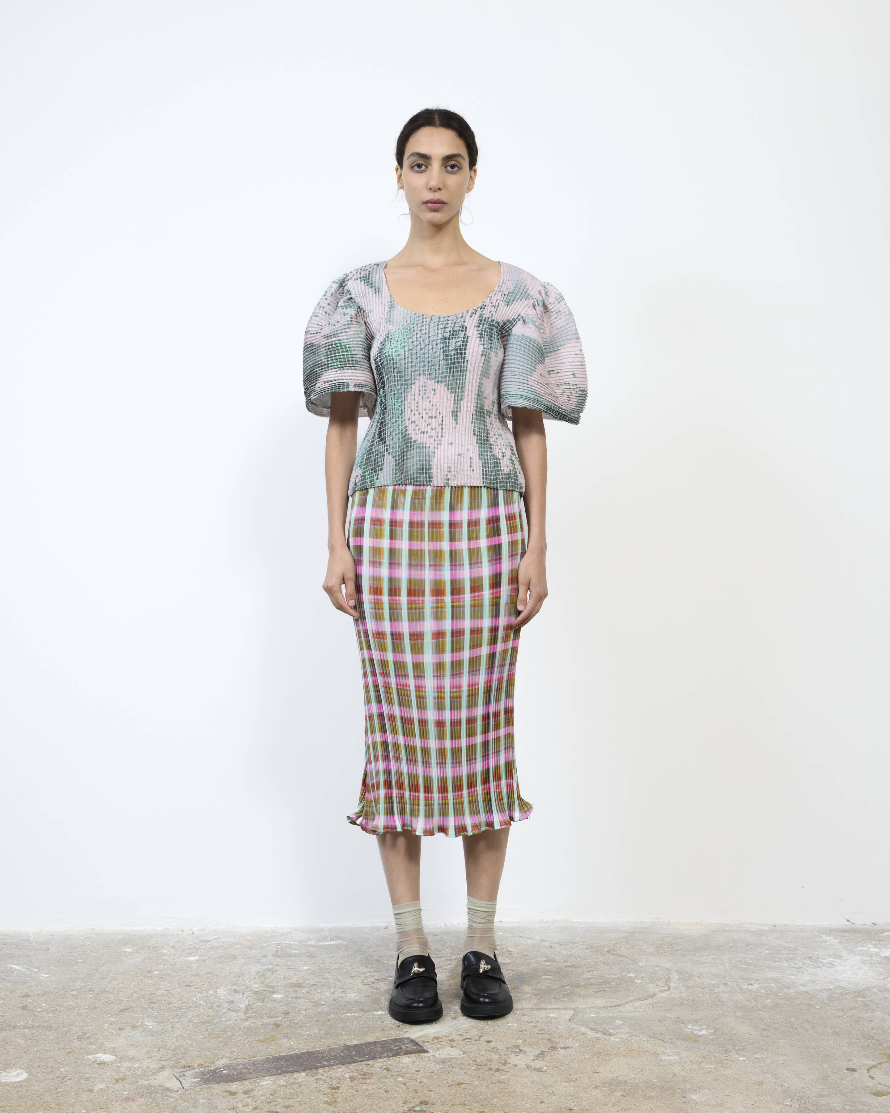 HANDPLEATED KARLOTTA TOP IN SERAPHIN