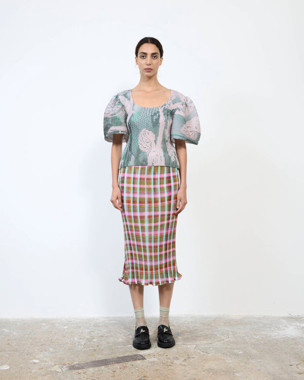 HANDPLEATED KARLOTTA TOP IN SERAPHIN