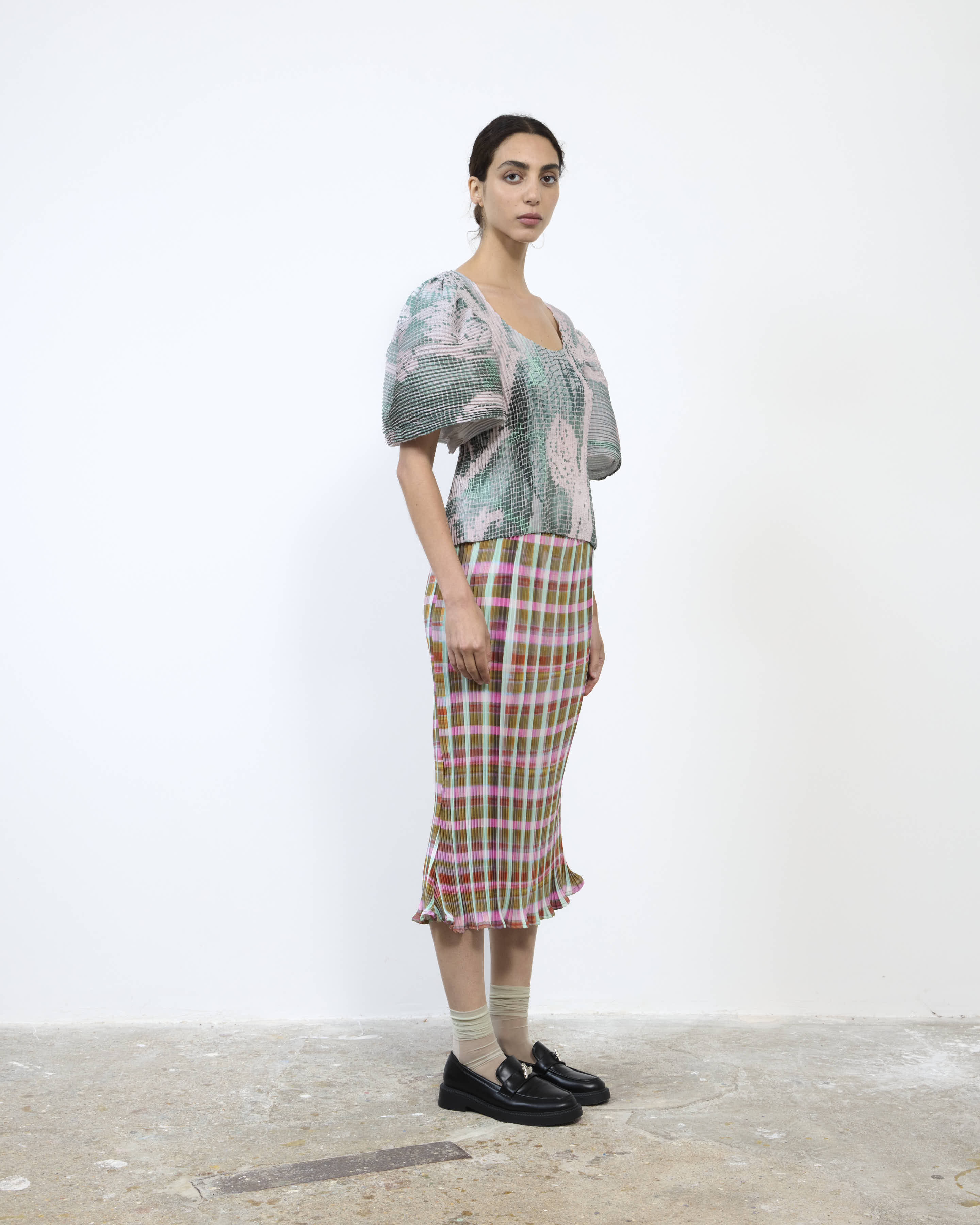 HANDPLEATED KARLOTTA TOP IN SERAPHIN