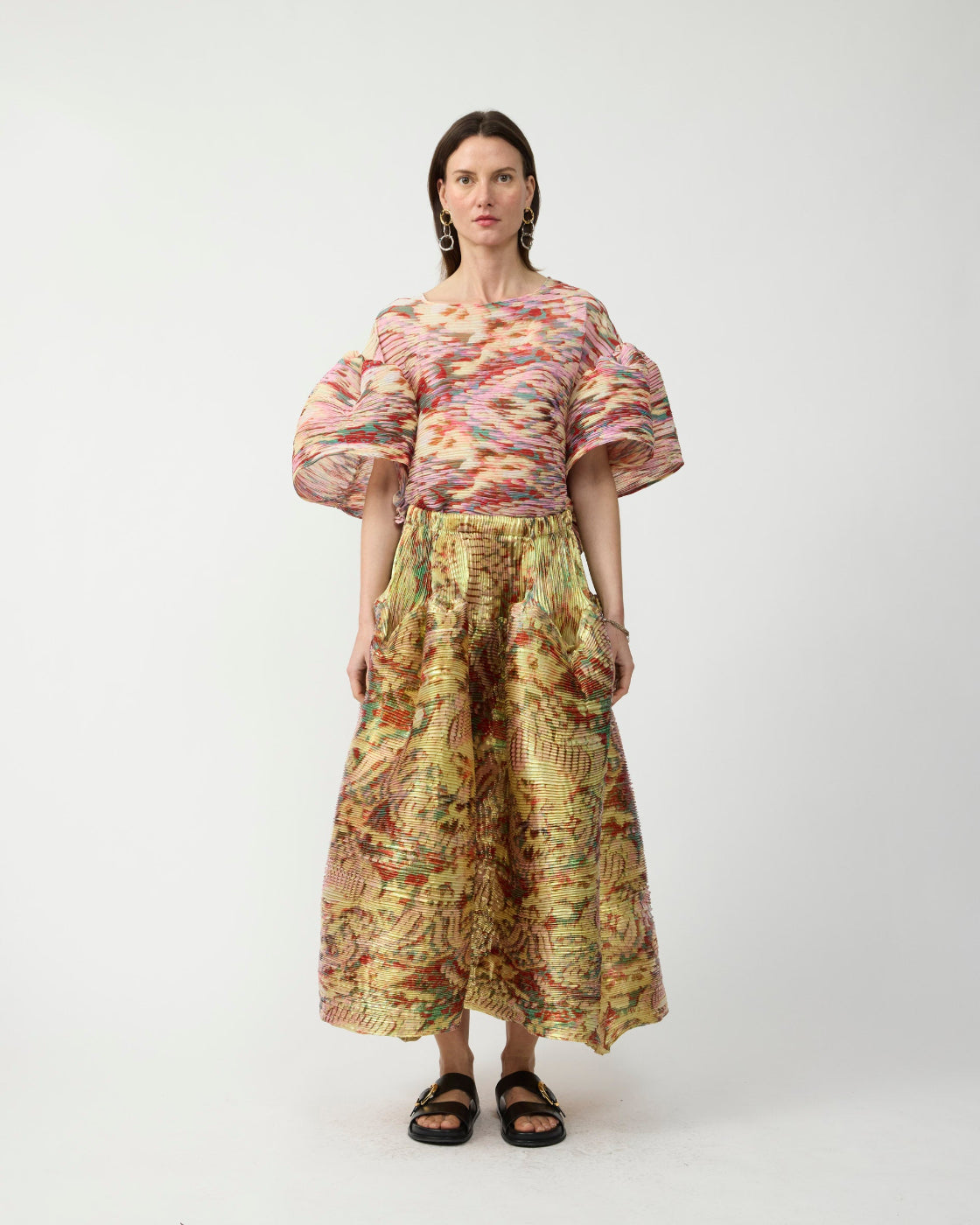 Kenza Handpleated Skirt in Iridescent Jim - Couture Length