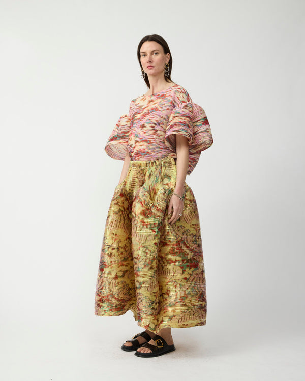 Kenza Handpleated Skirt in Iridescent Jim - Couture Length