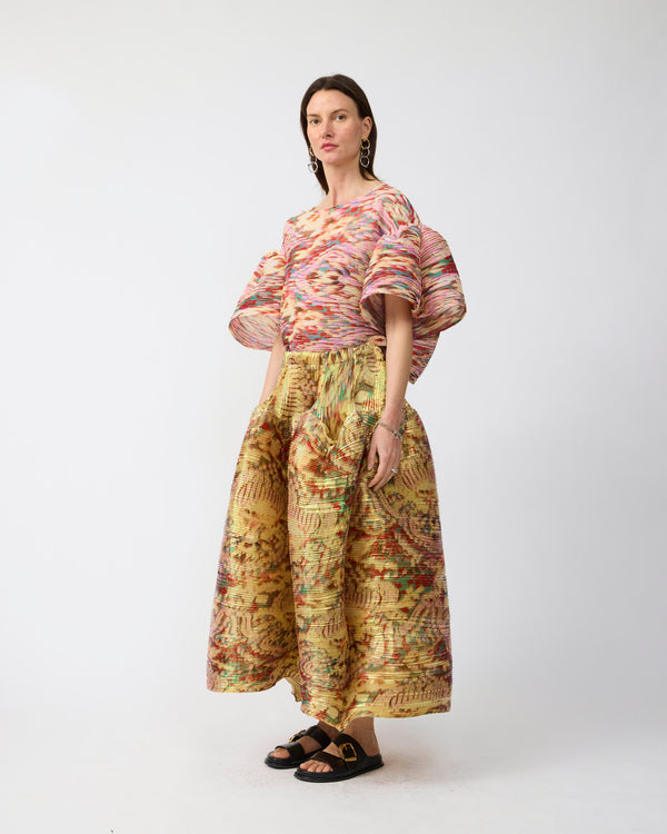 Kenza Handpleated Skirt in Iridescent Jim - Couture Length
