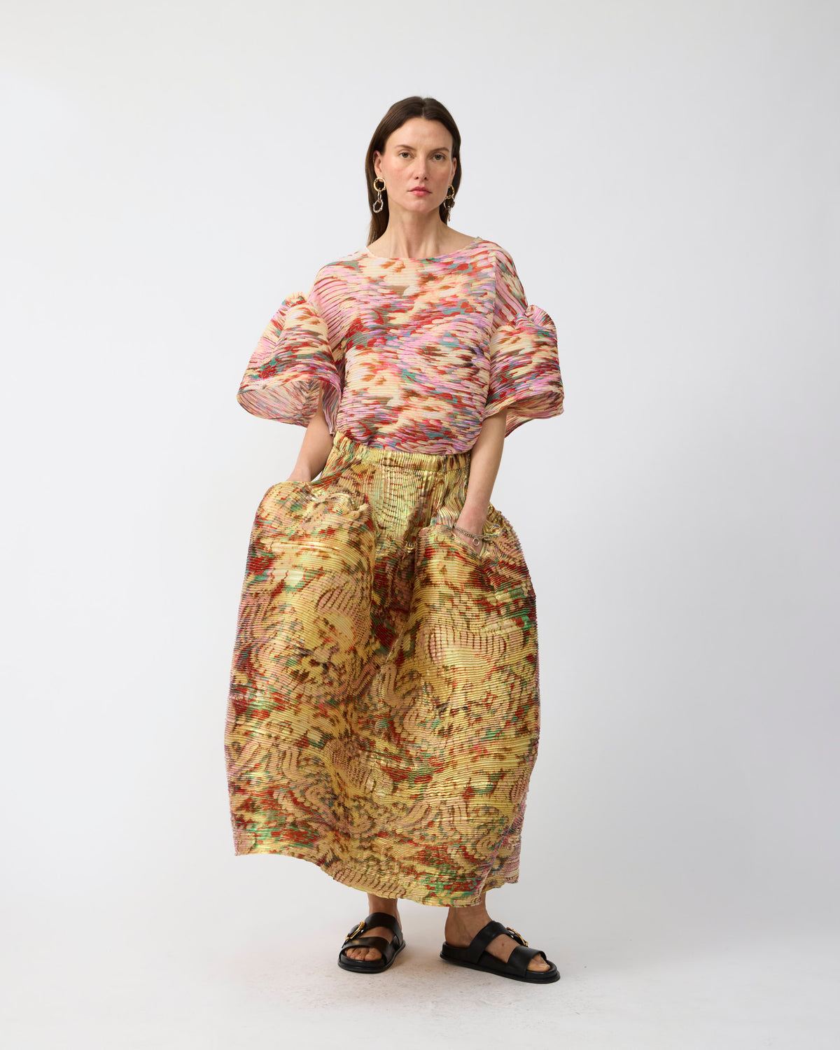 Kenza Handpleated Skirt in Iridescent Jim - Couture Length