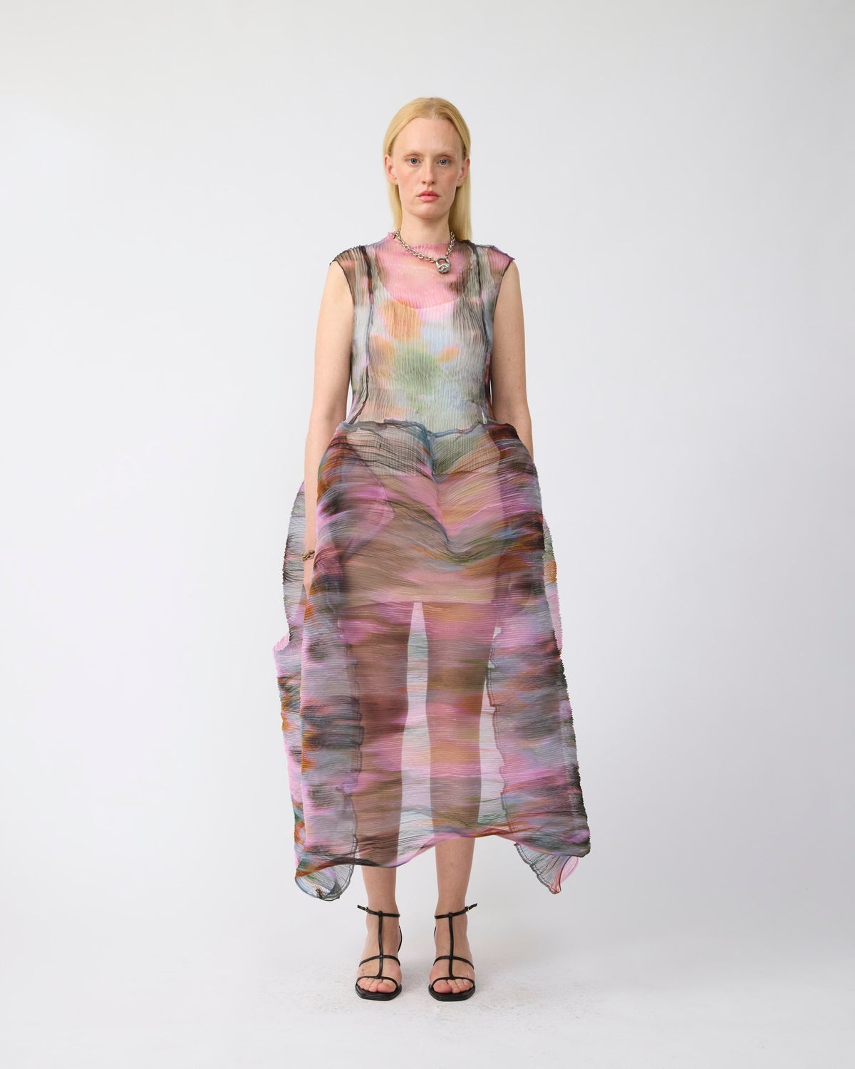 Maya Handpleated Dress in Transparent Maris