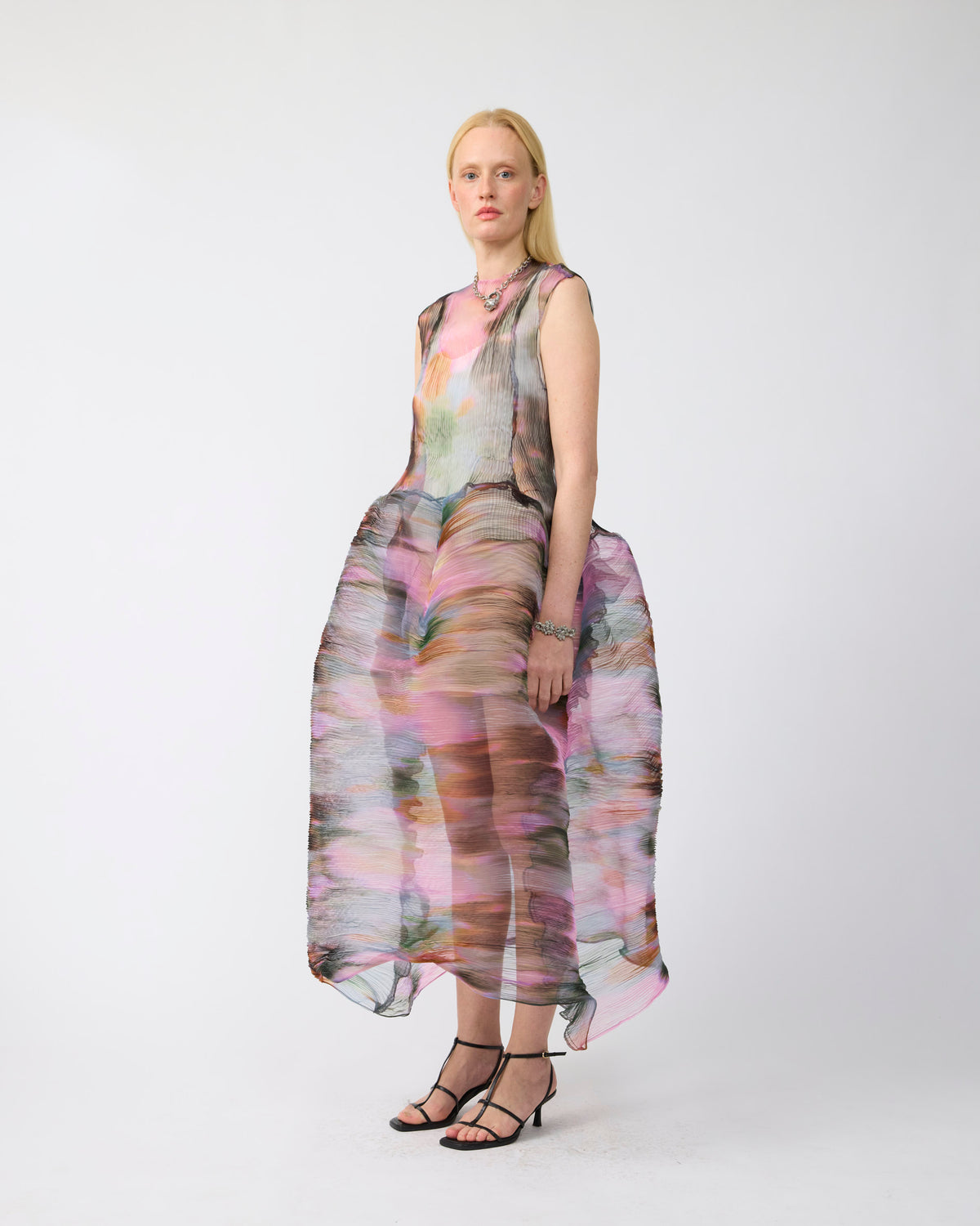 Maya Handpleated Dress in Transparent Maris