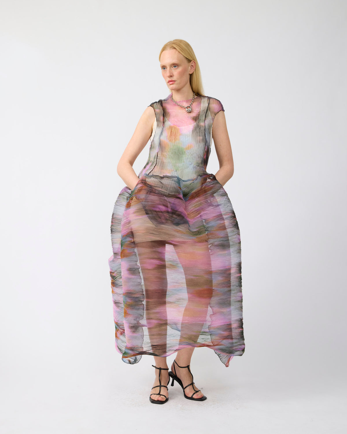 Maya Handpleated Dress in Transparent Maris