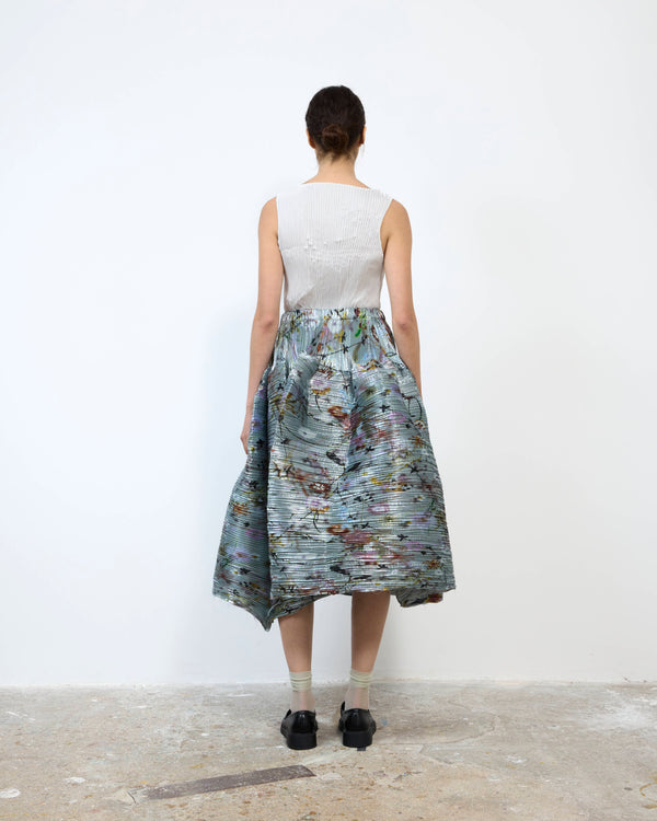 HANDPLEATED KENZA SKIRT IN METALLIC FRANCES
