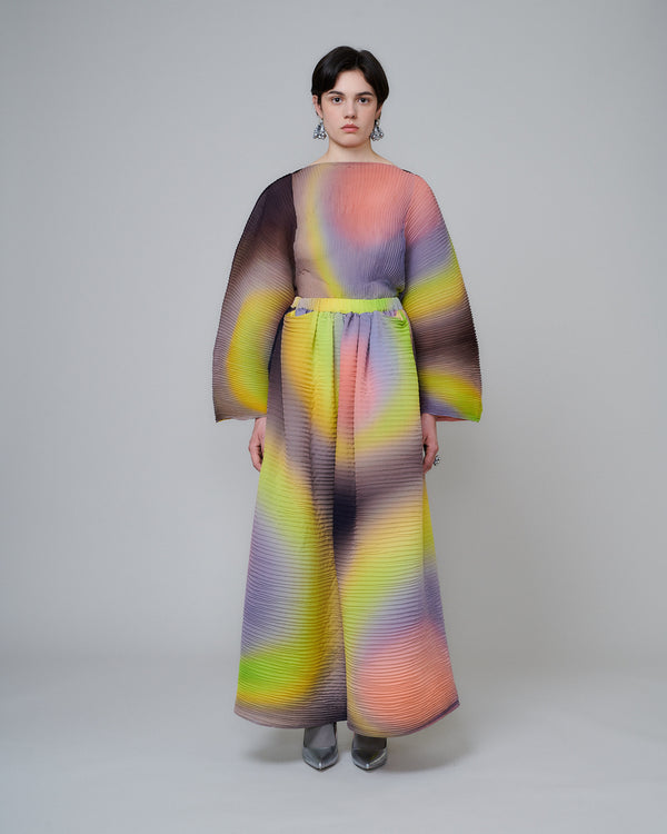 Gaia Handpleated Skirt in Rainbow Rain