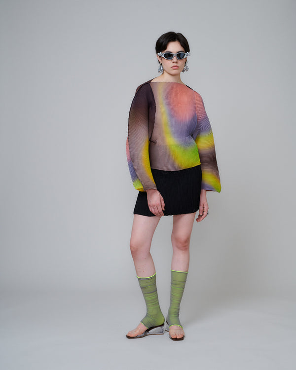 Rana Handpleated Top in Rainbow Rain