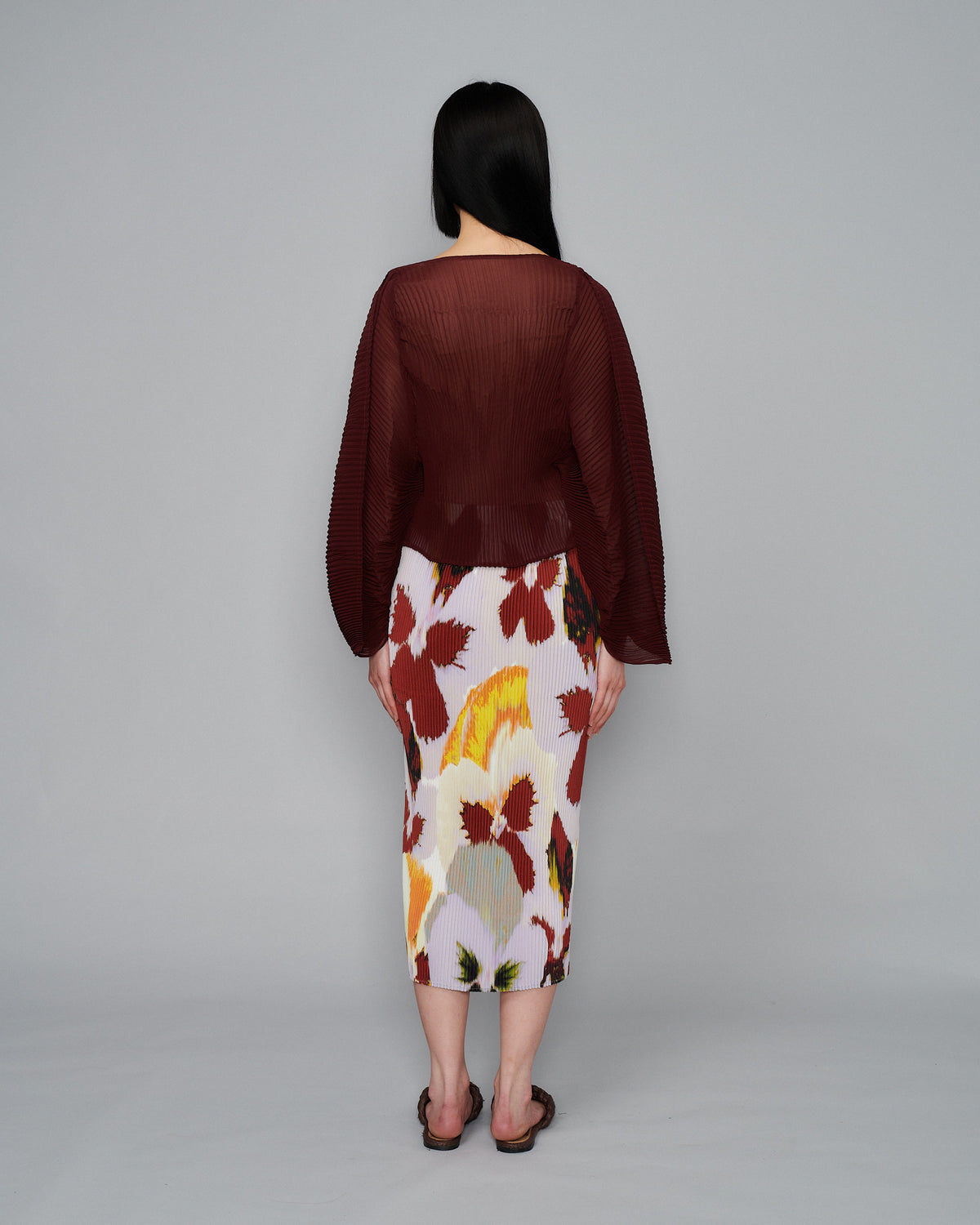 Rana Handpleated Top in Burgundy
