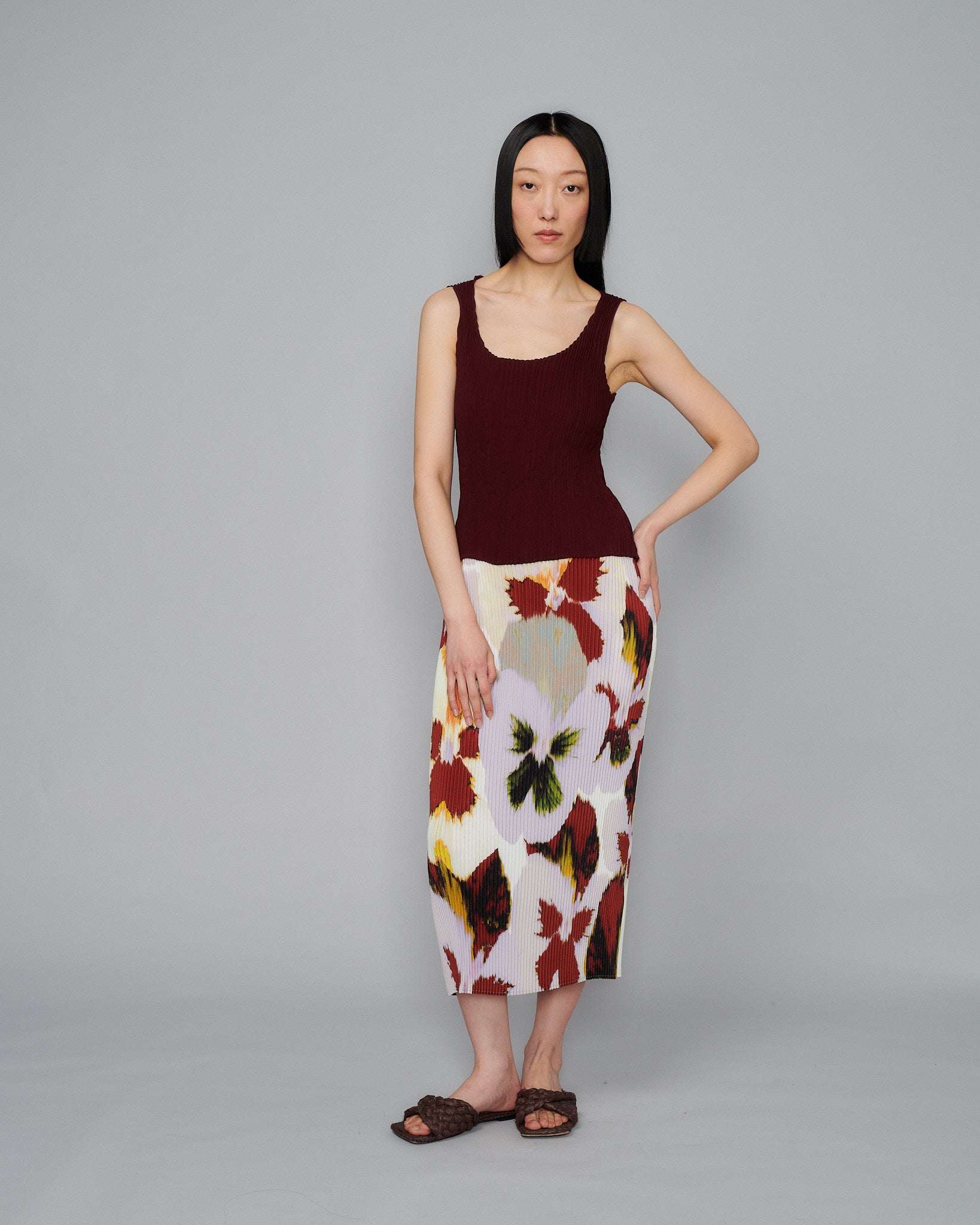 Kurt Handpleated Tanktop in Bordeaux