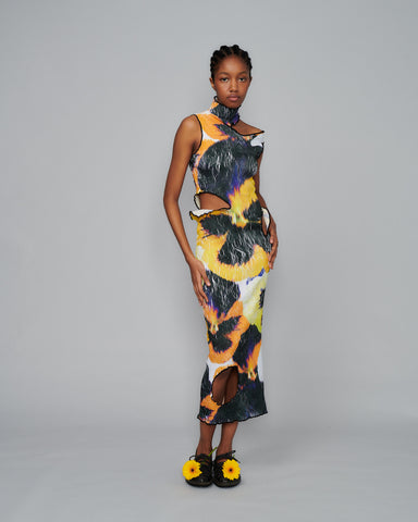 Tiago Dress in Yellow Pansy