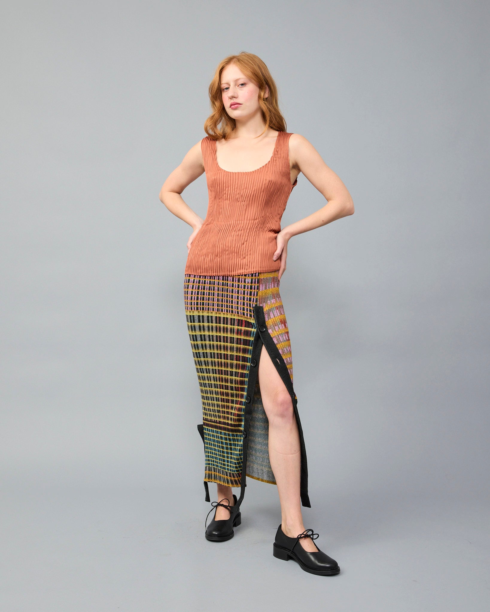 Kurt Handpleated Tanktop in Terracotta