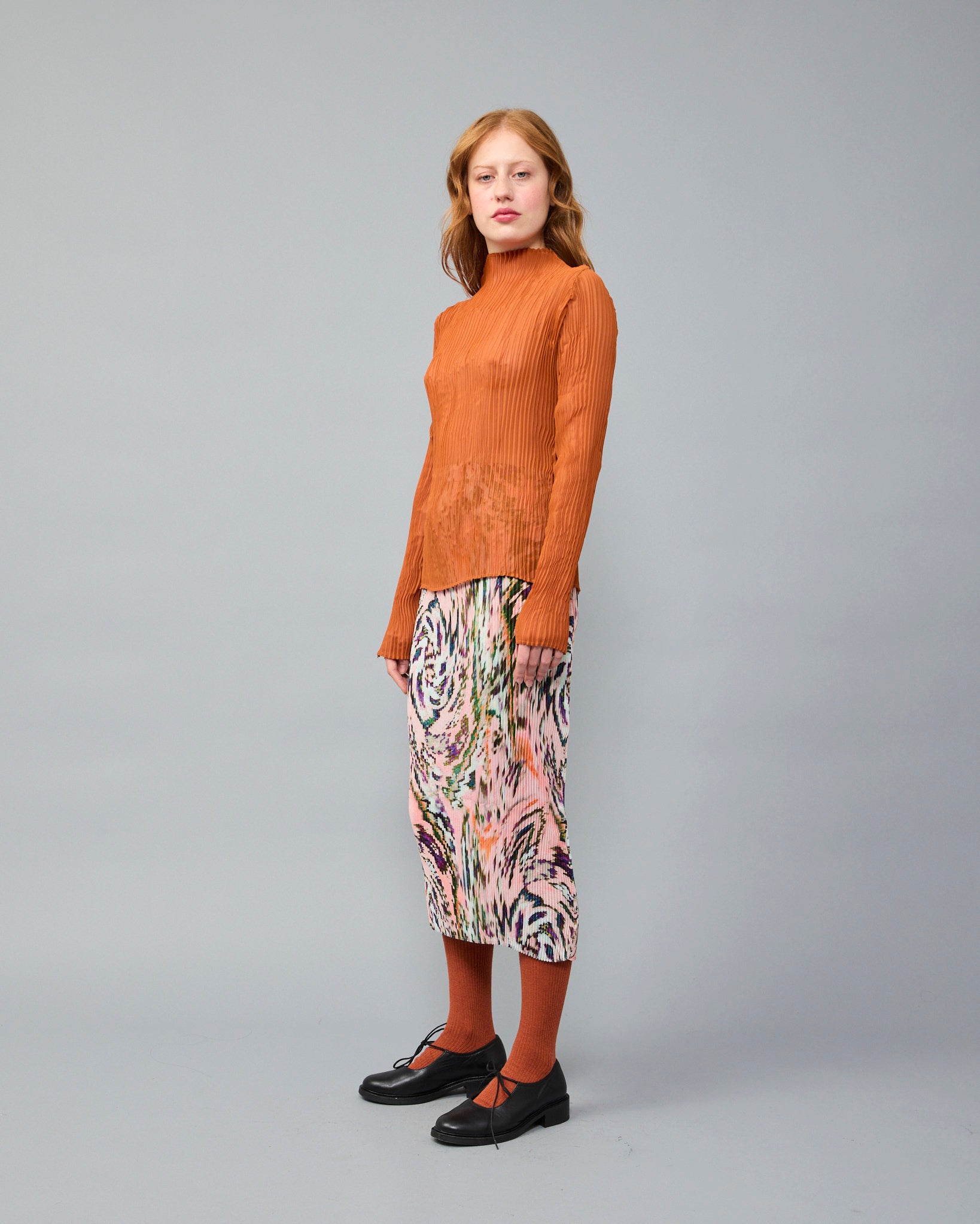 Lee Handpleated Top in Terracotta