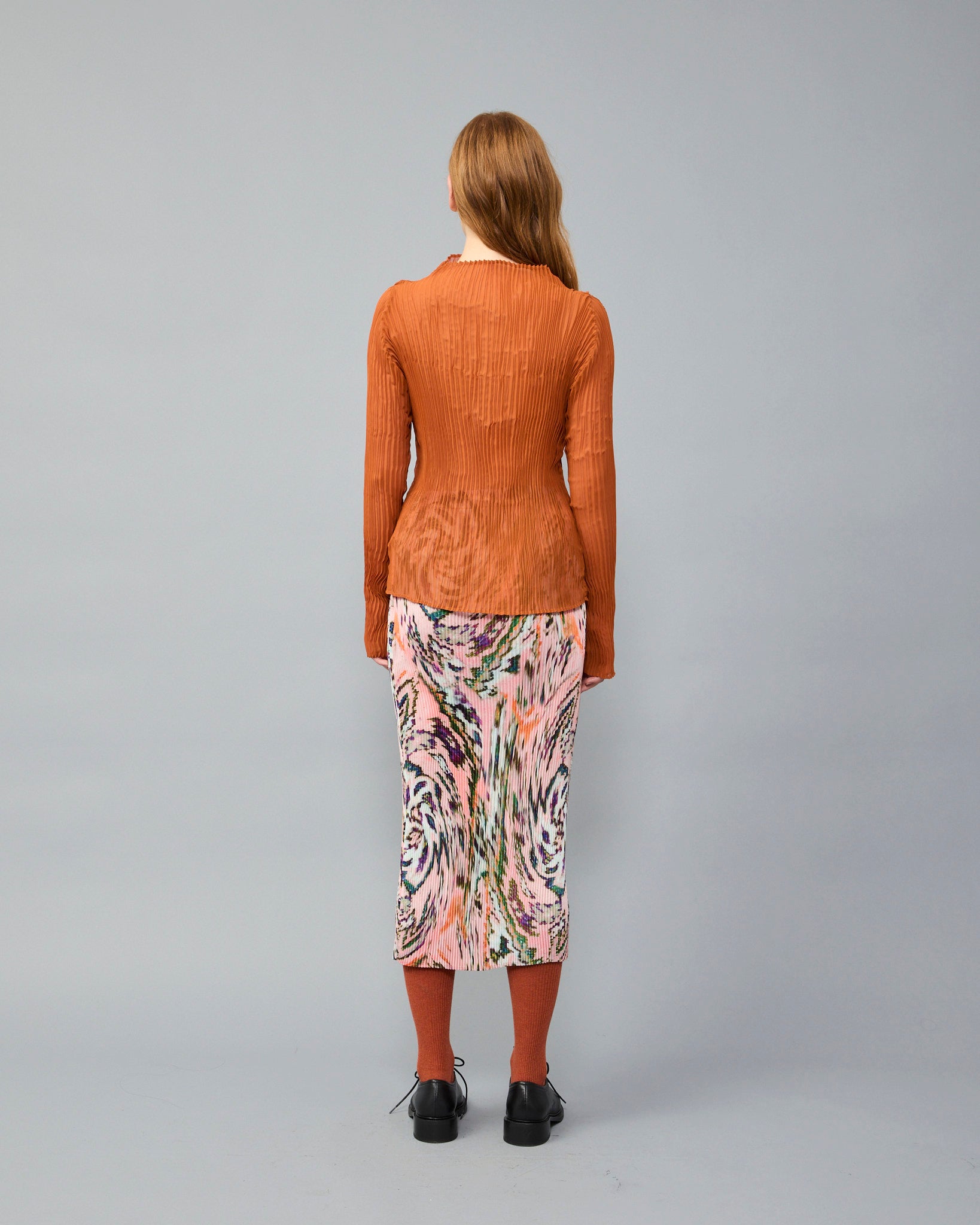 Lee Handpleated Top in Terracotta