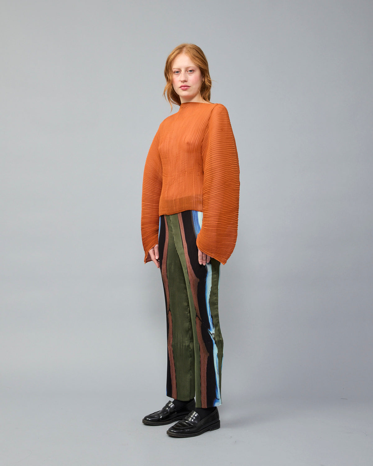 Rana Handpleated Top in Terracotta