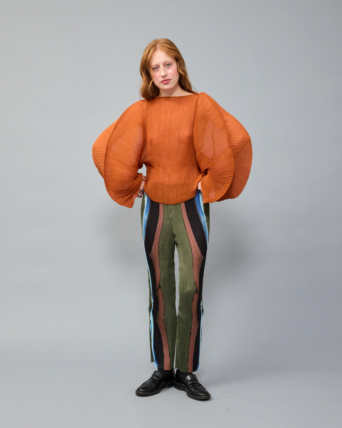 Rana Handpleated Top in Terracotta