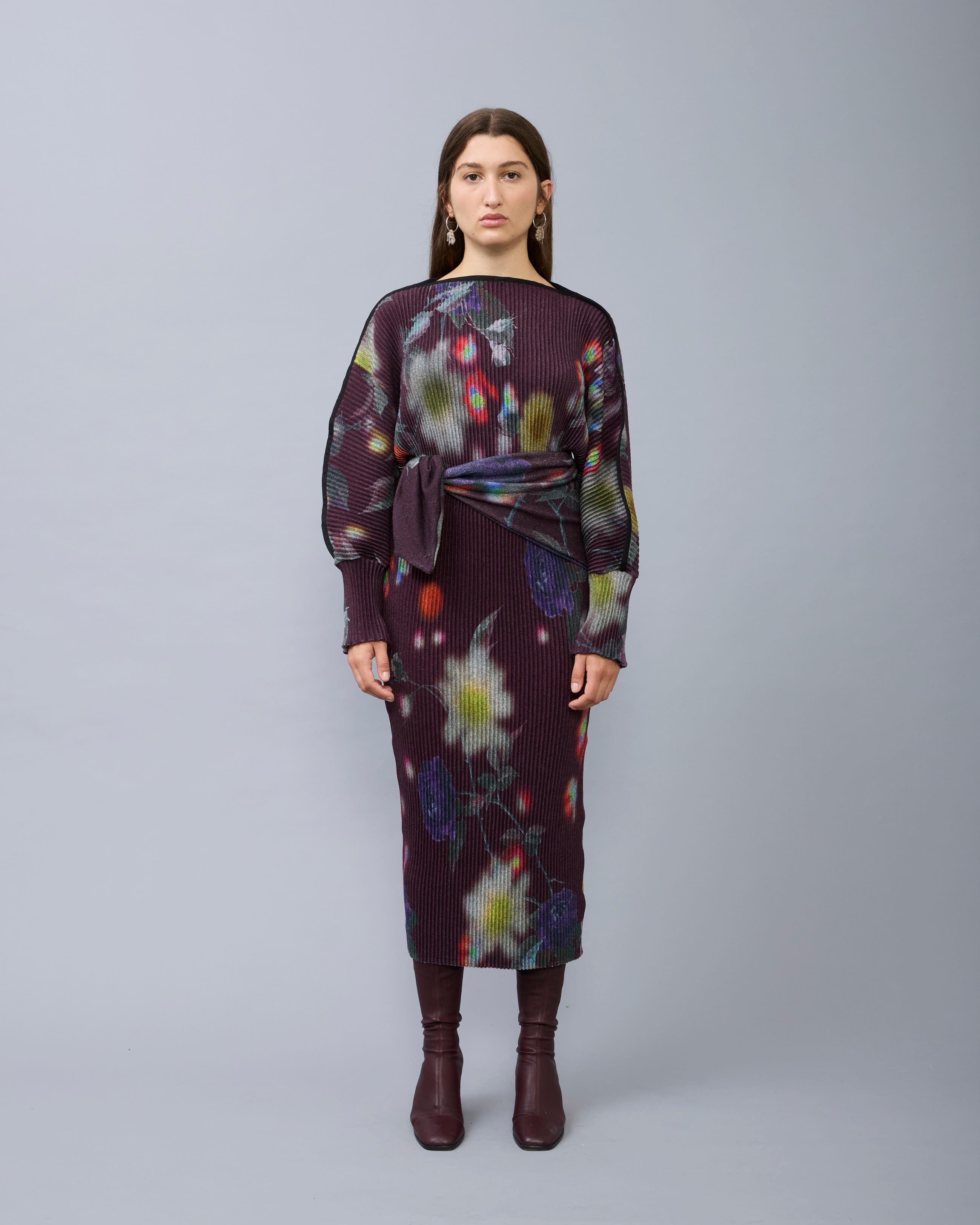 Geller Pleated Knit Dress in Edward