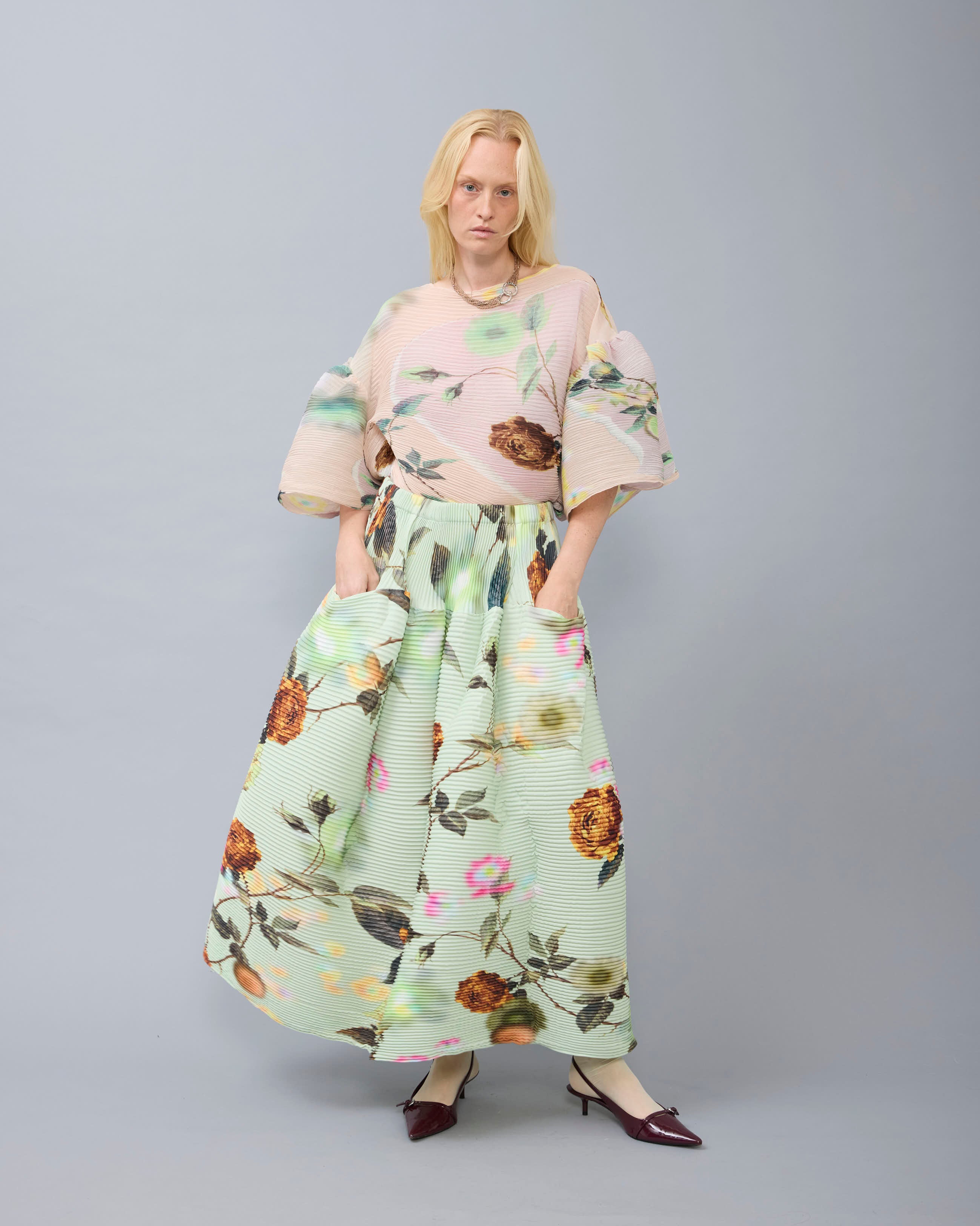 Kenza Handpleated Skirt in Edward