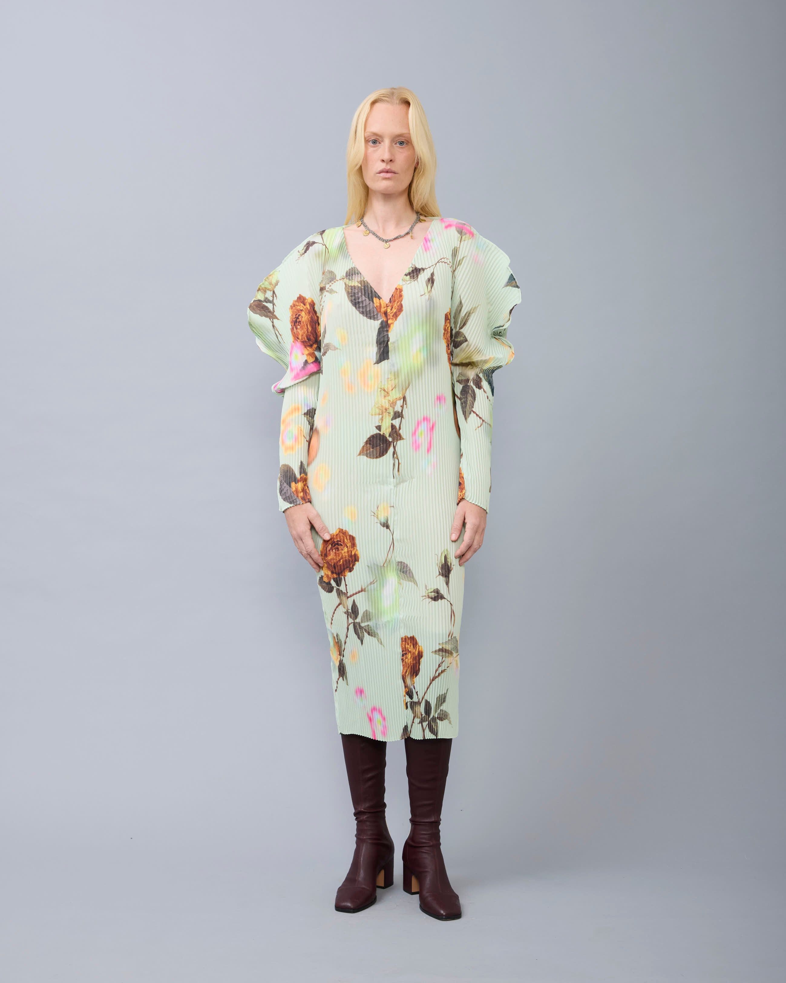 Masha Pleated Dress in Edward