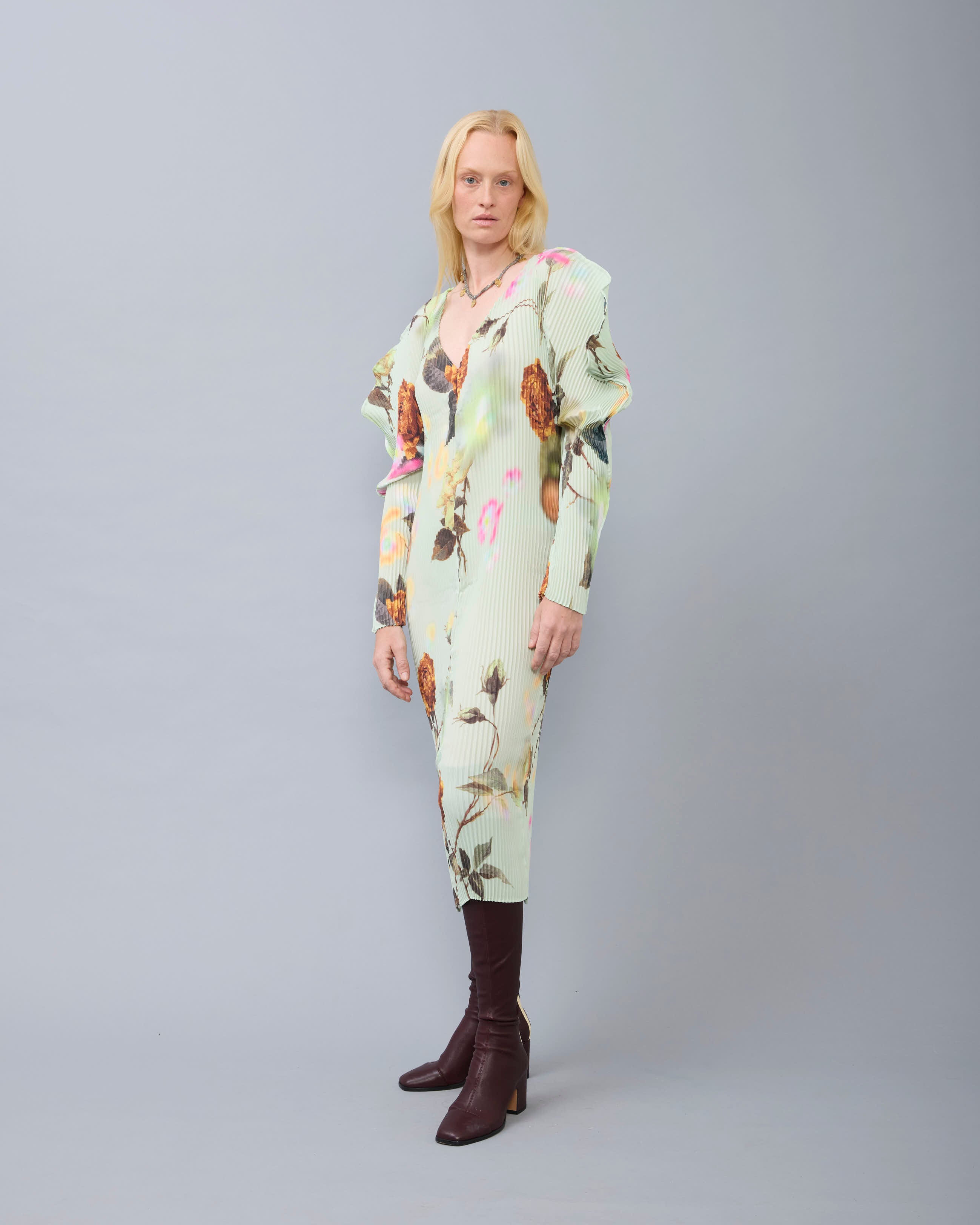 Masha Pleated Dress in Edward