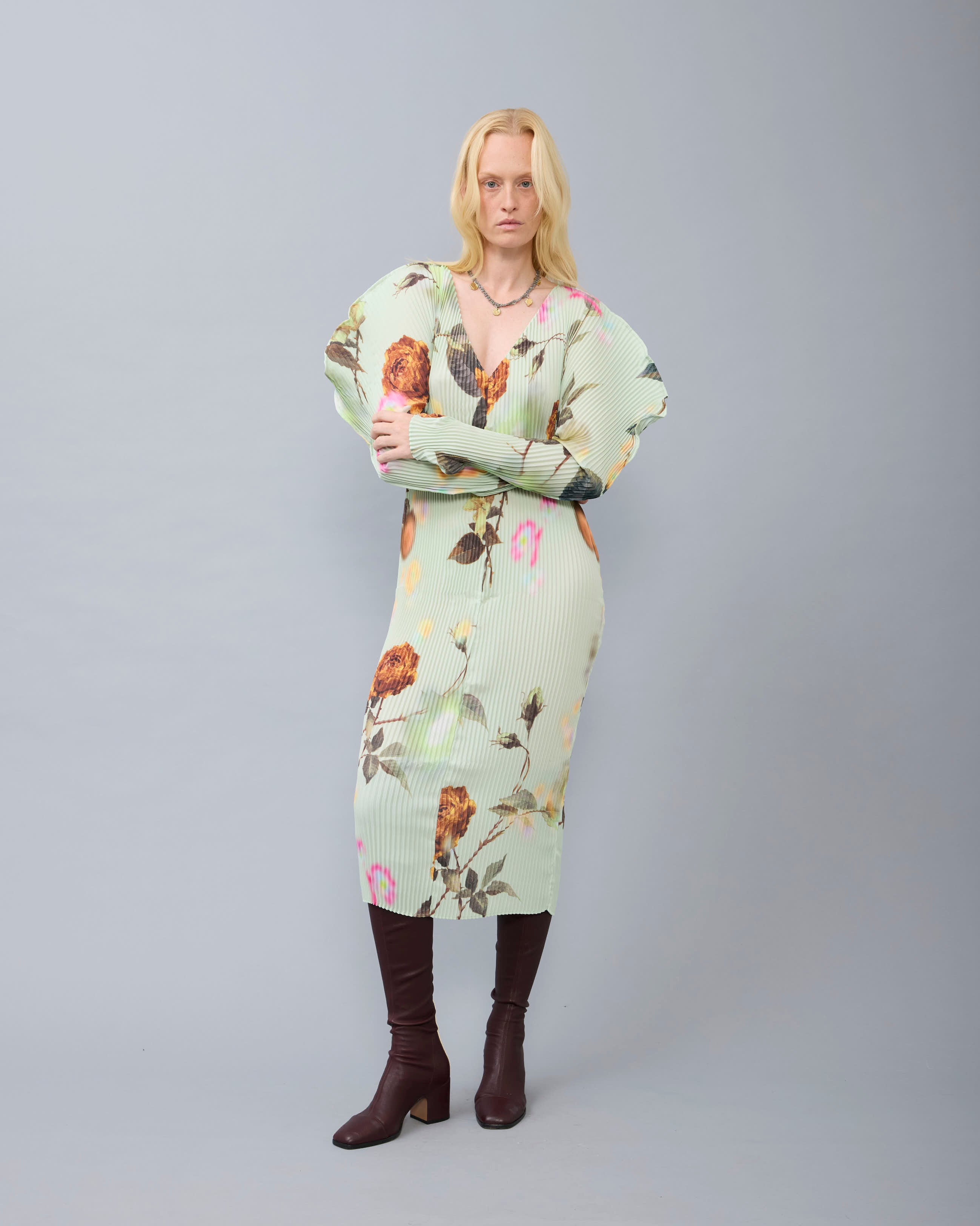 Masha Pleated Dress in Edward