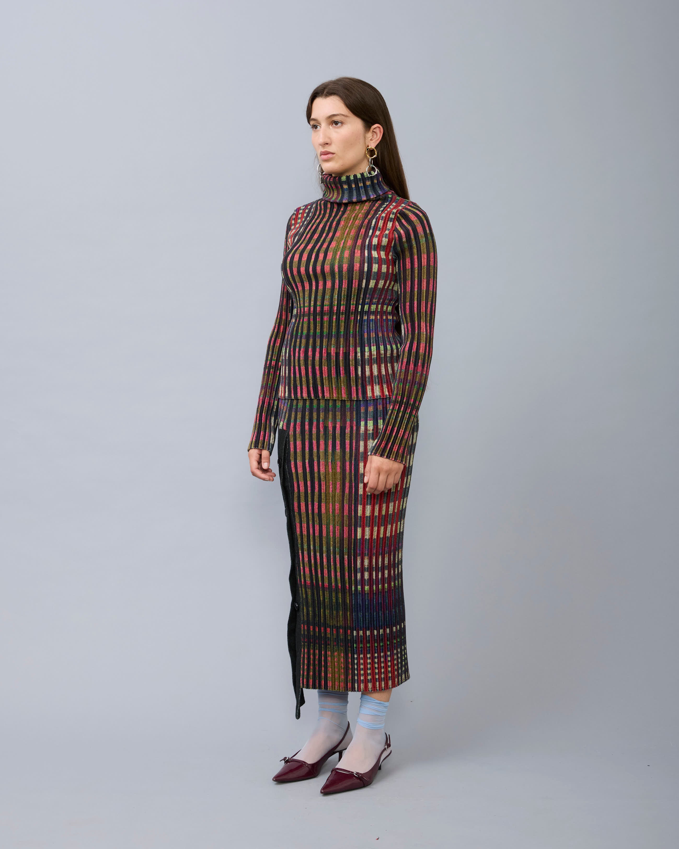Ru Pleated Knit Pullover in Joni