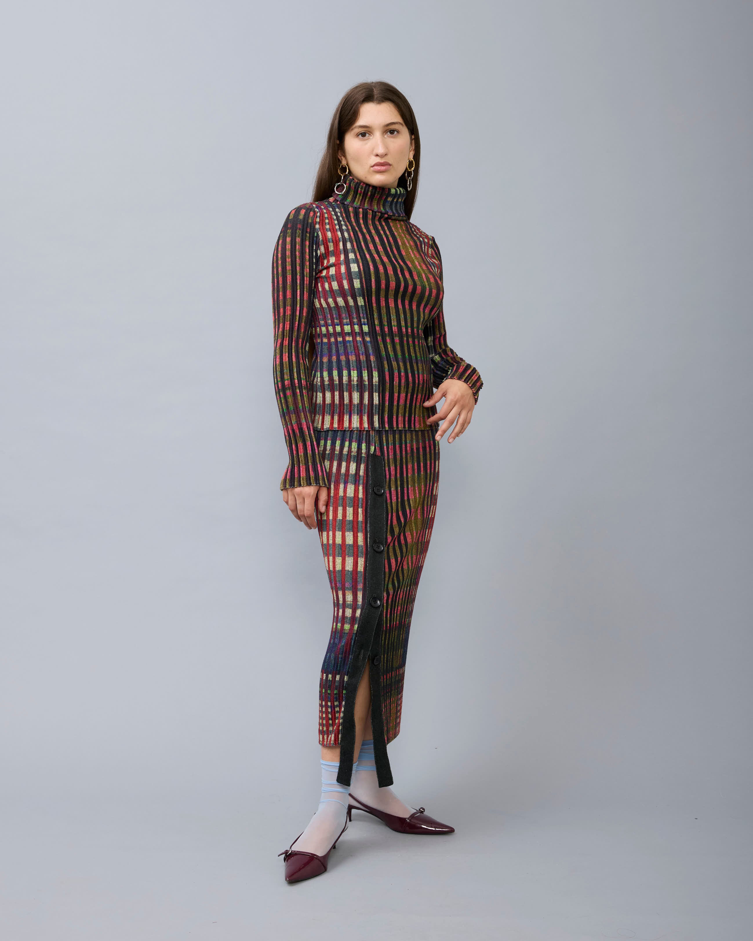 Ru Pleated Knit Pullover in Joni