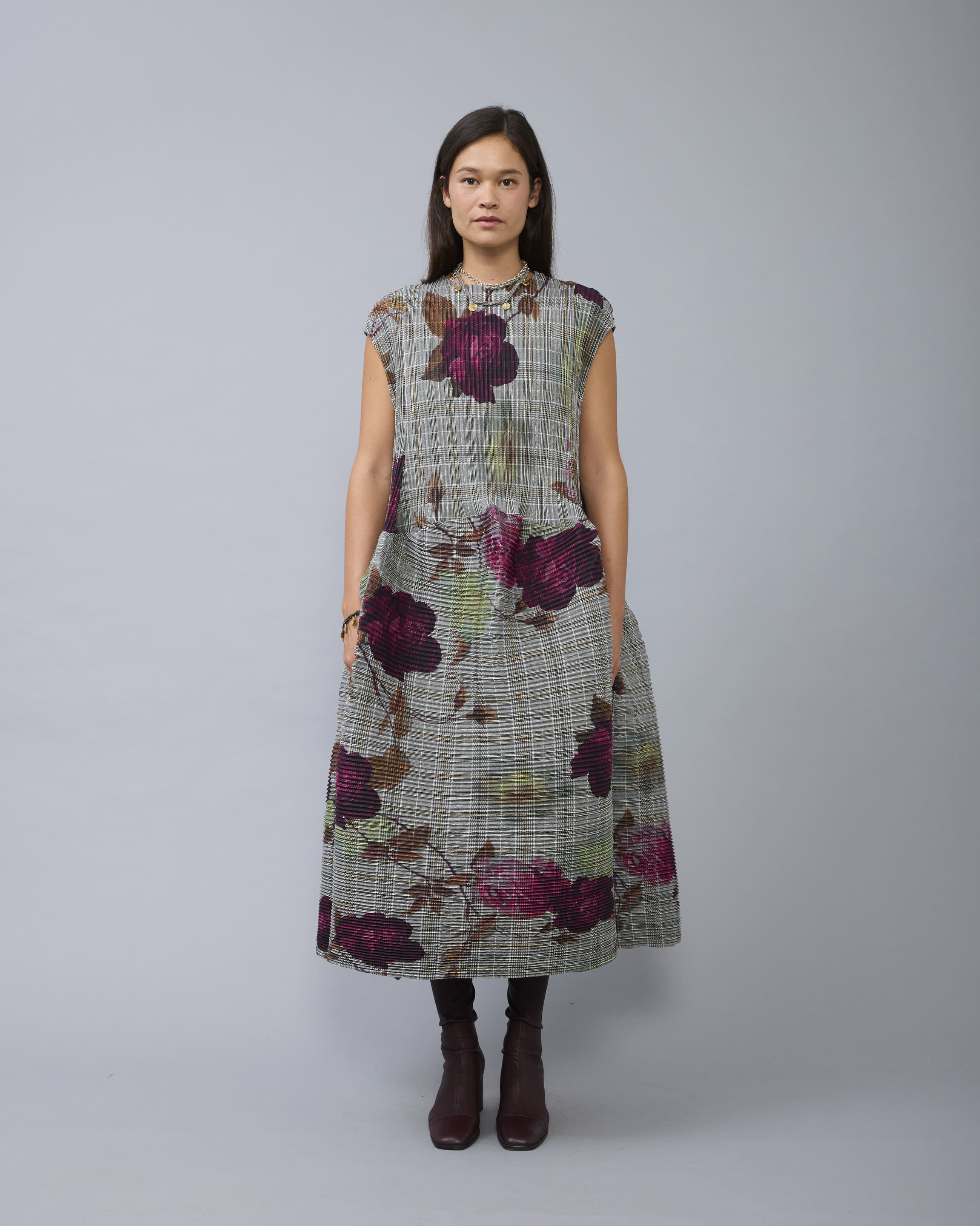 Maya Pleated Dress in Rosalind