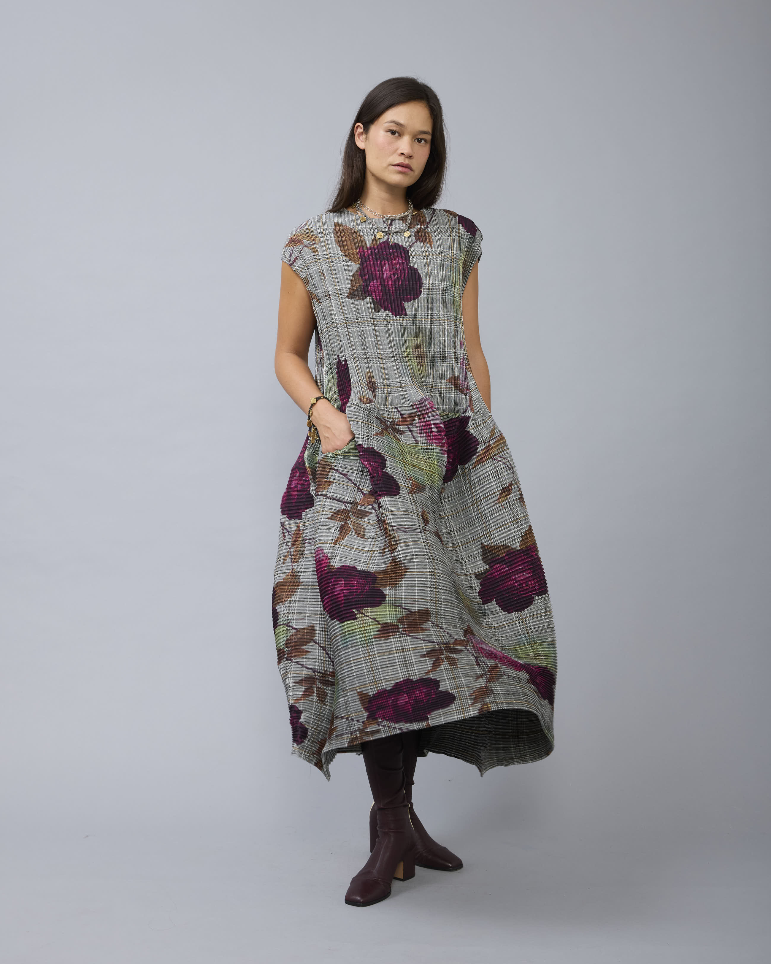 Maya Pleated Dress in Rosalind