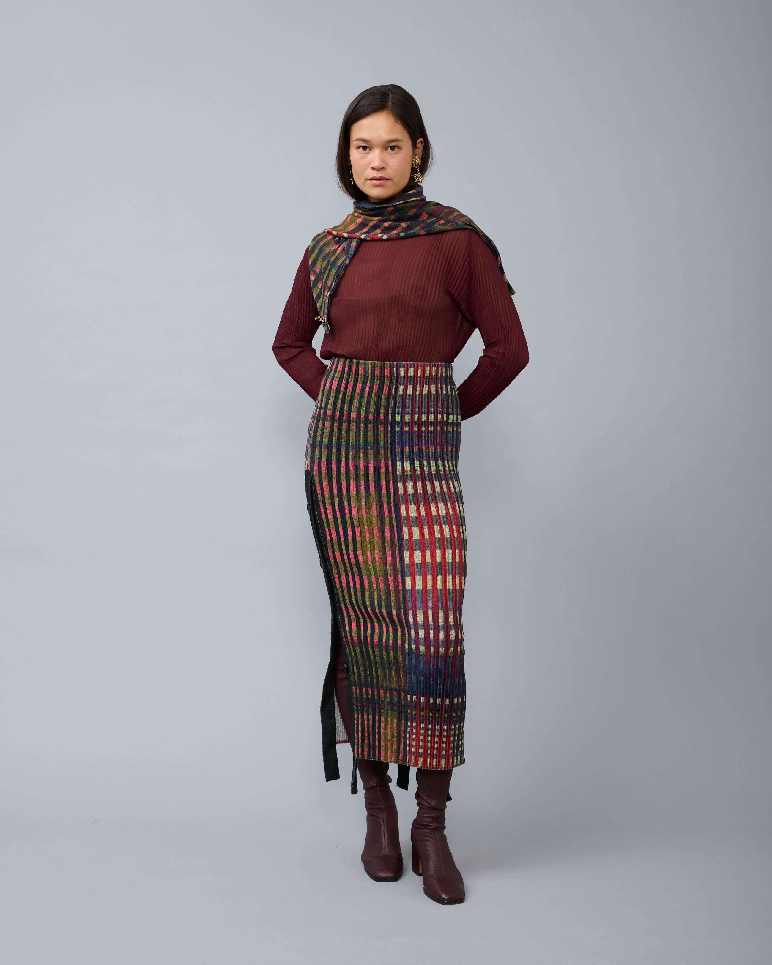 Egon Pleated Knit Skirt in Joni