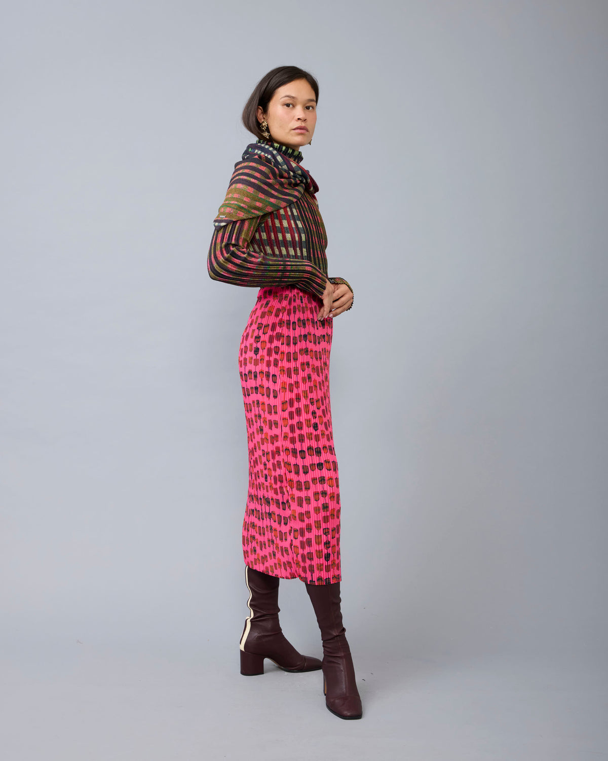 Ekke Pleated Skirt in Pink Mia