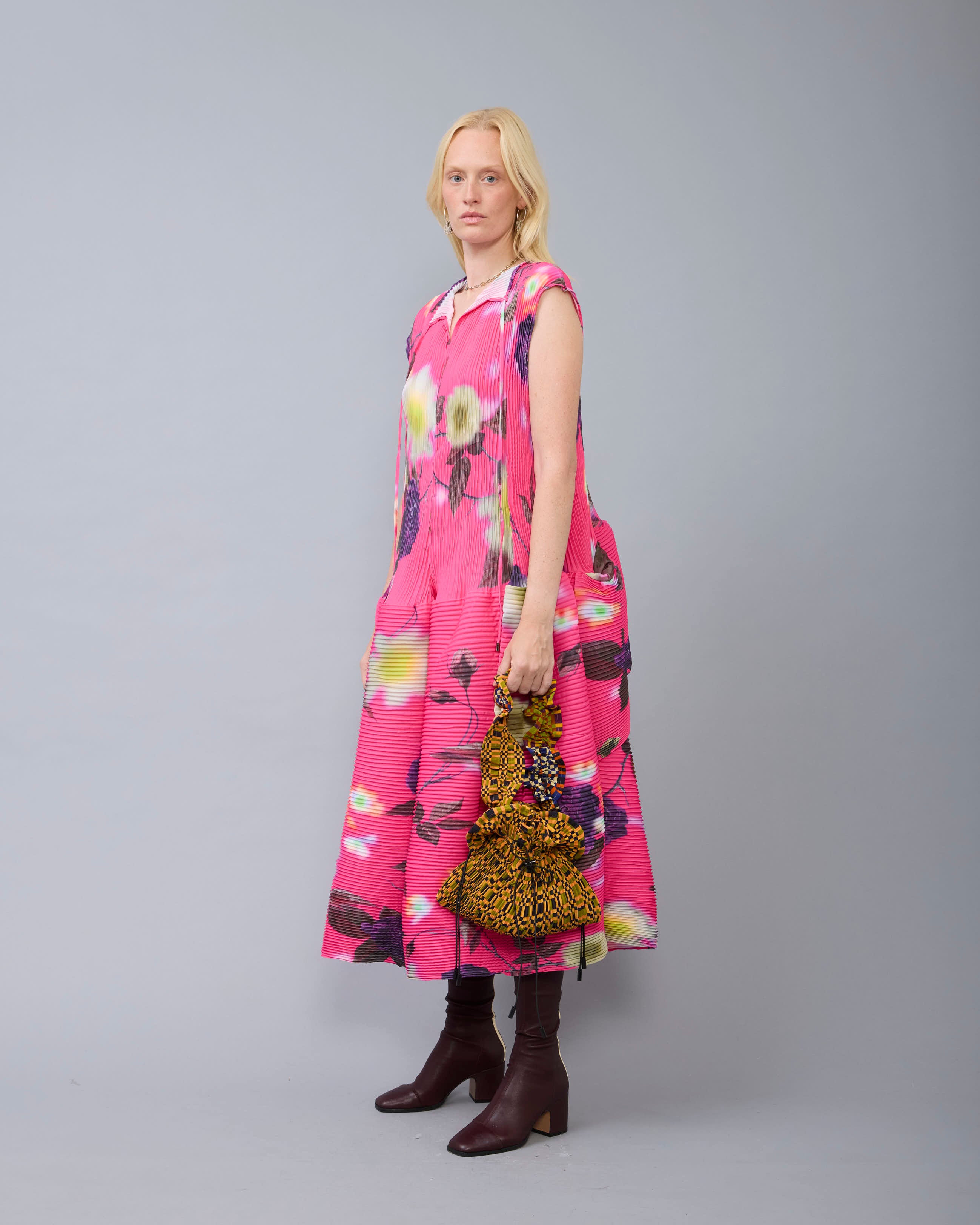Maya Handpleated Dress in Pink Edward