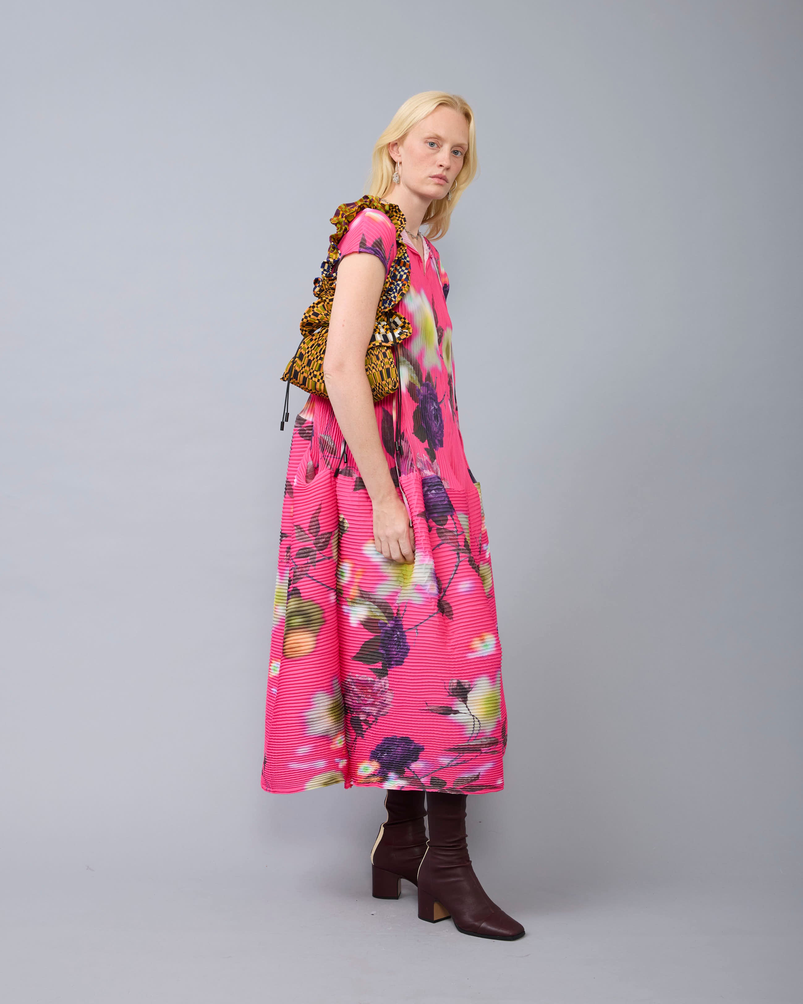 Maya Handpleated Dress in Pink Edward