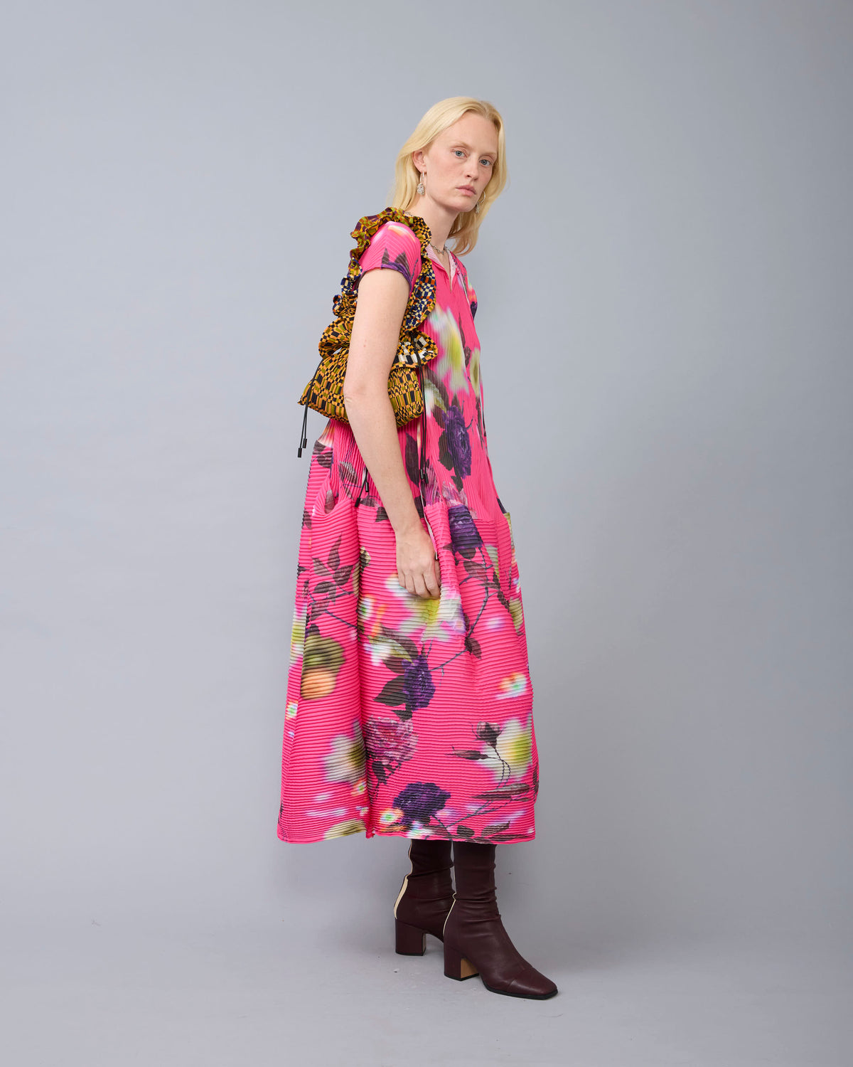 Maya Handpleated Dress in Pink Edward