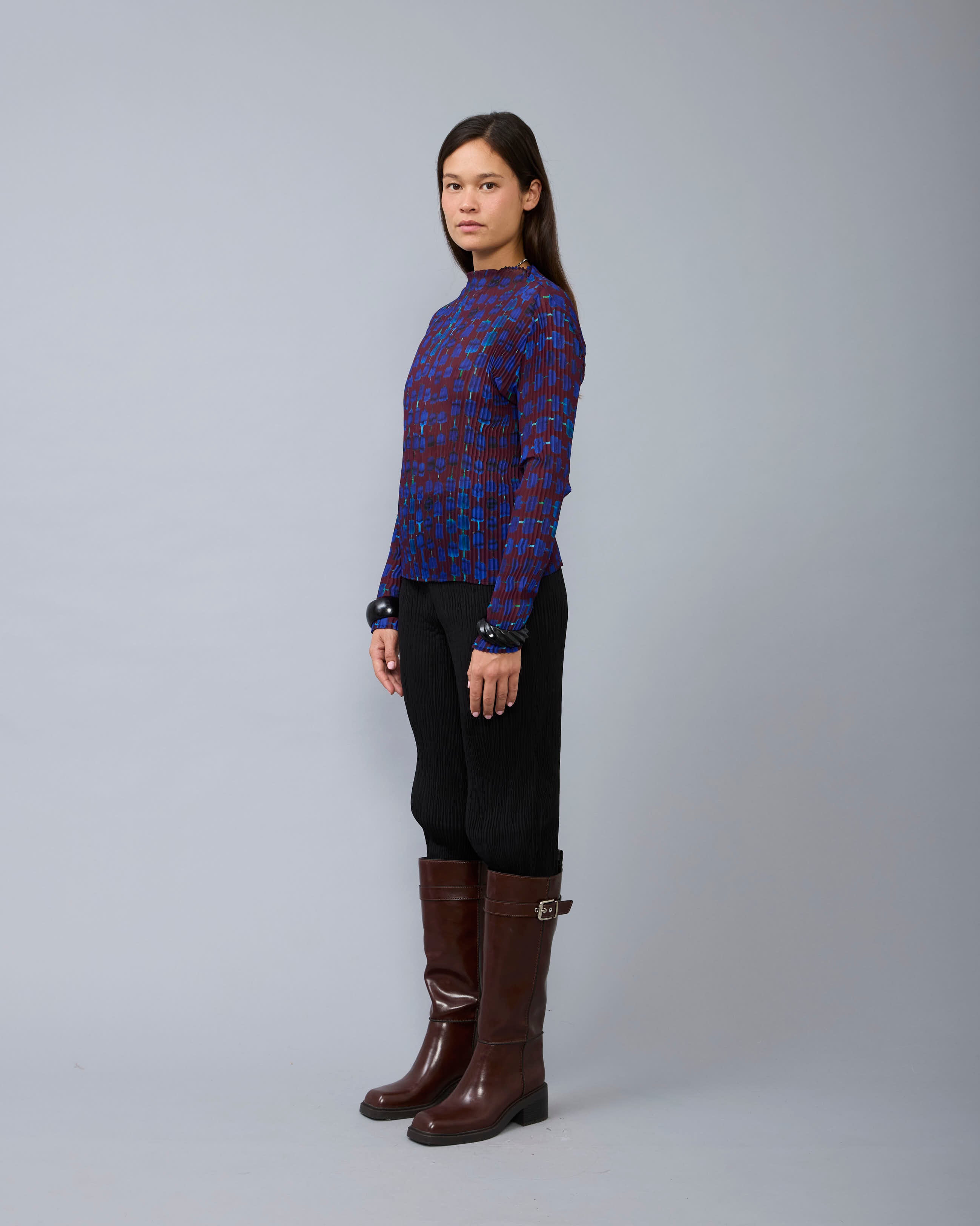 Lee Pleated Top in blue Mia