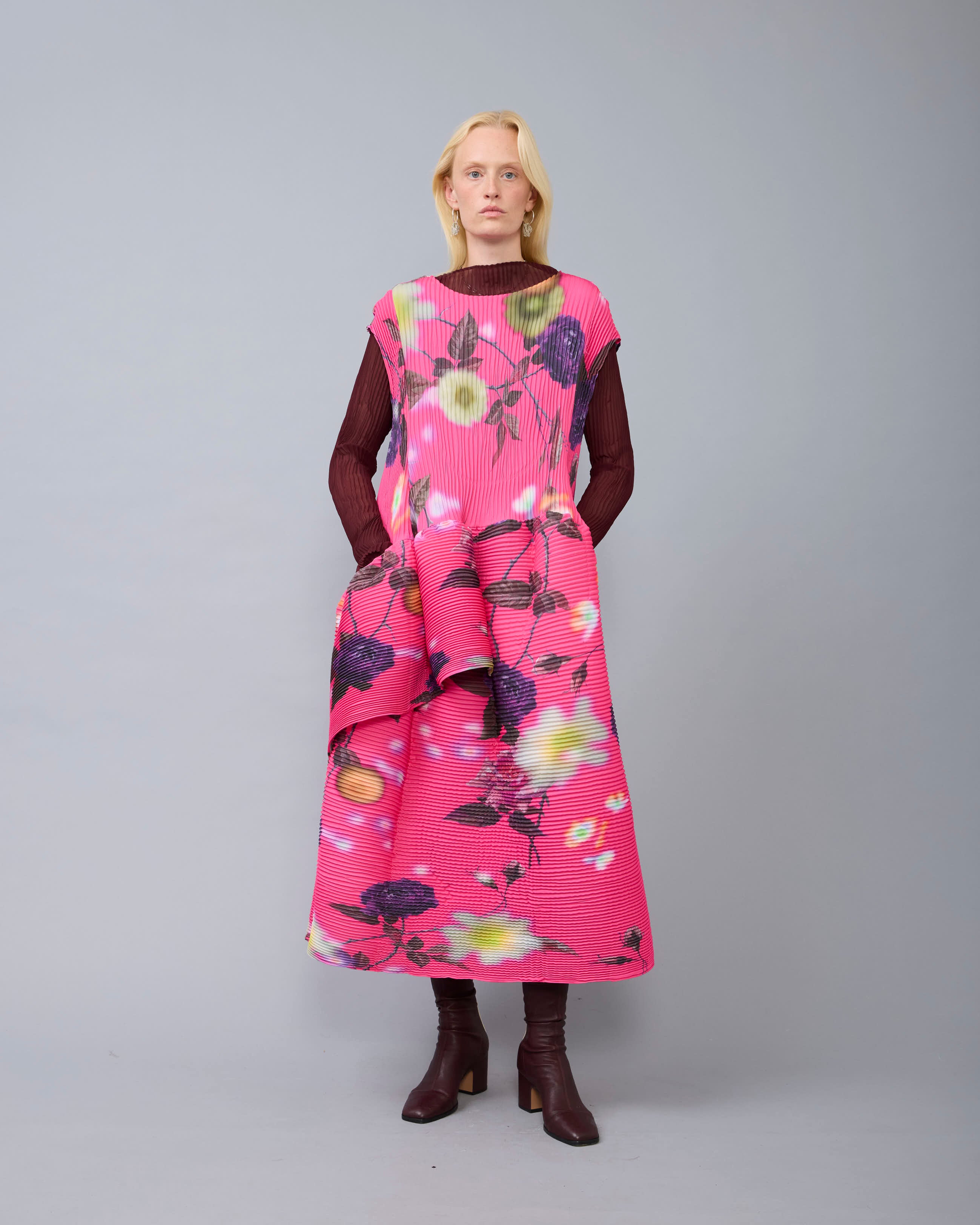 Maya Handpleated Dress in Pink Edward