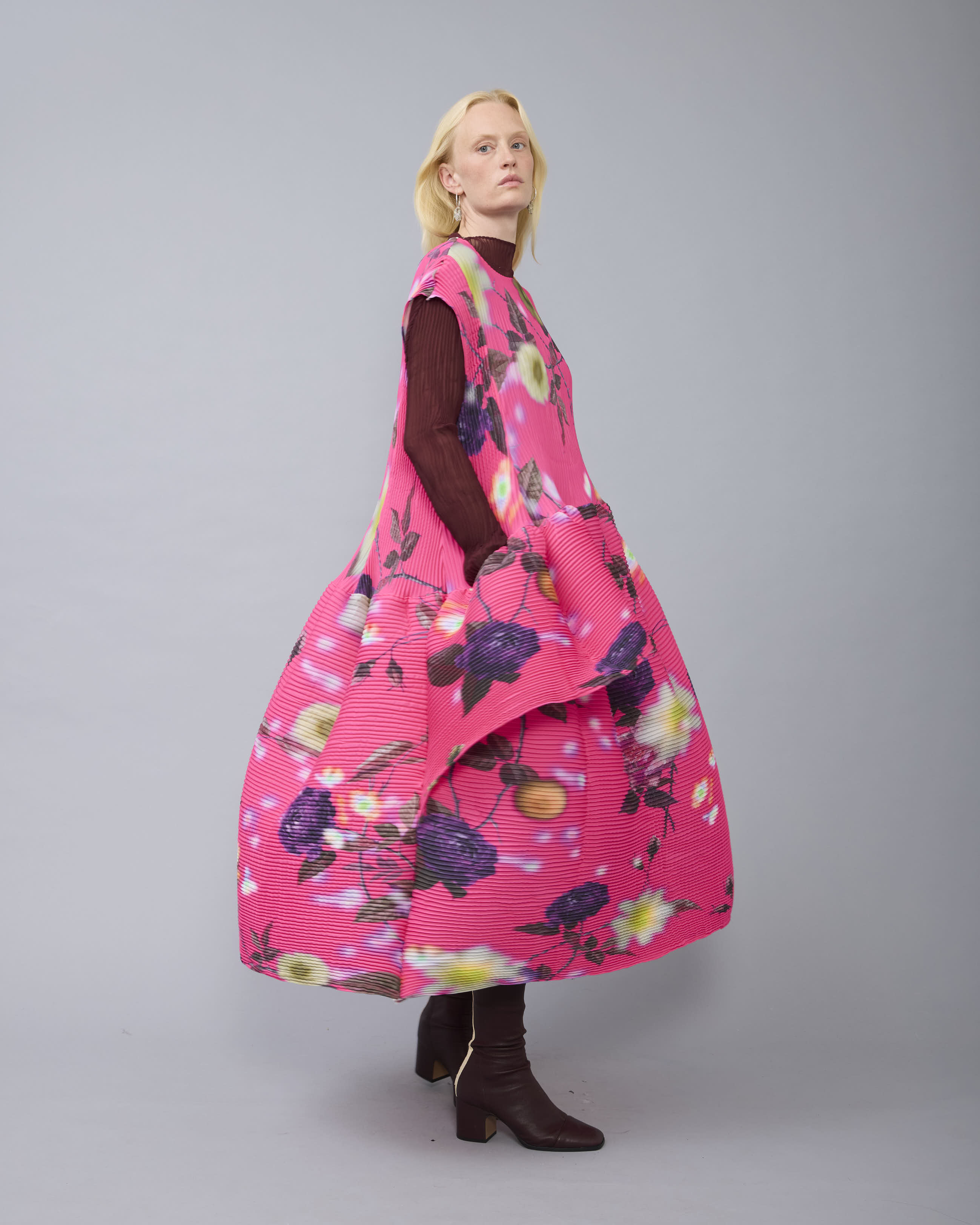Maya Handpleated Dress in Pink Edward