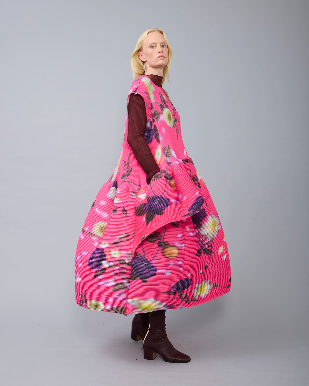 Maya Handpleated Dress in Pink Edward