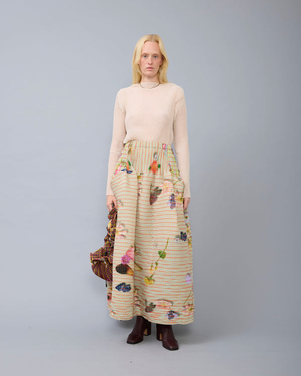 Kenza Handpleated Skirt in light Pagel