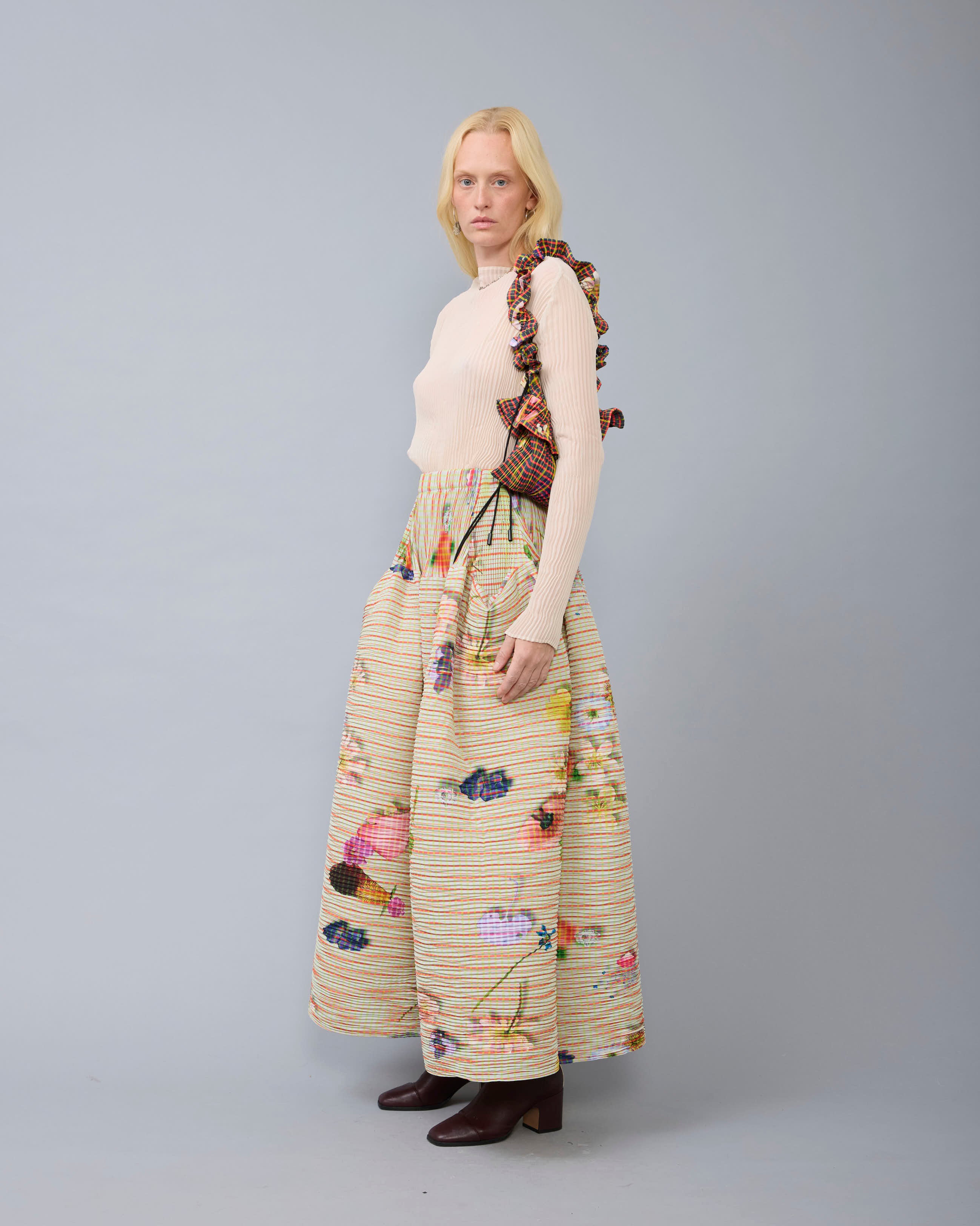 Kenza Handpleated Skirt in light Pagel