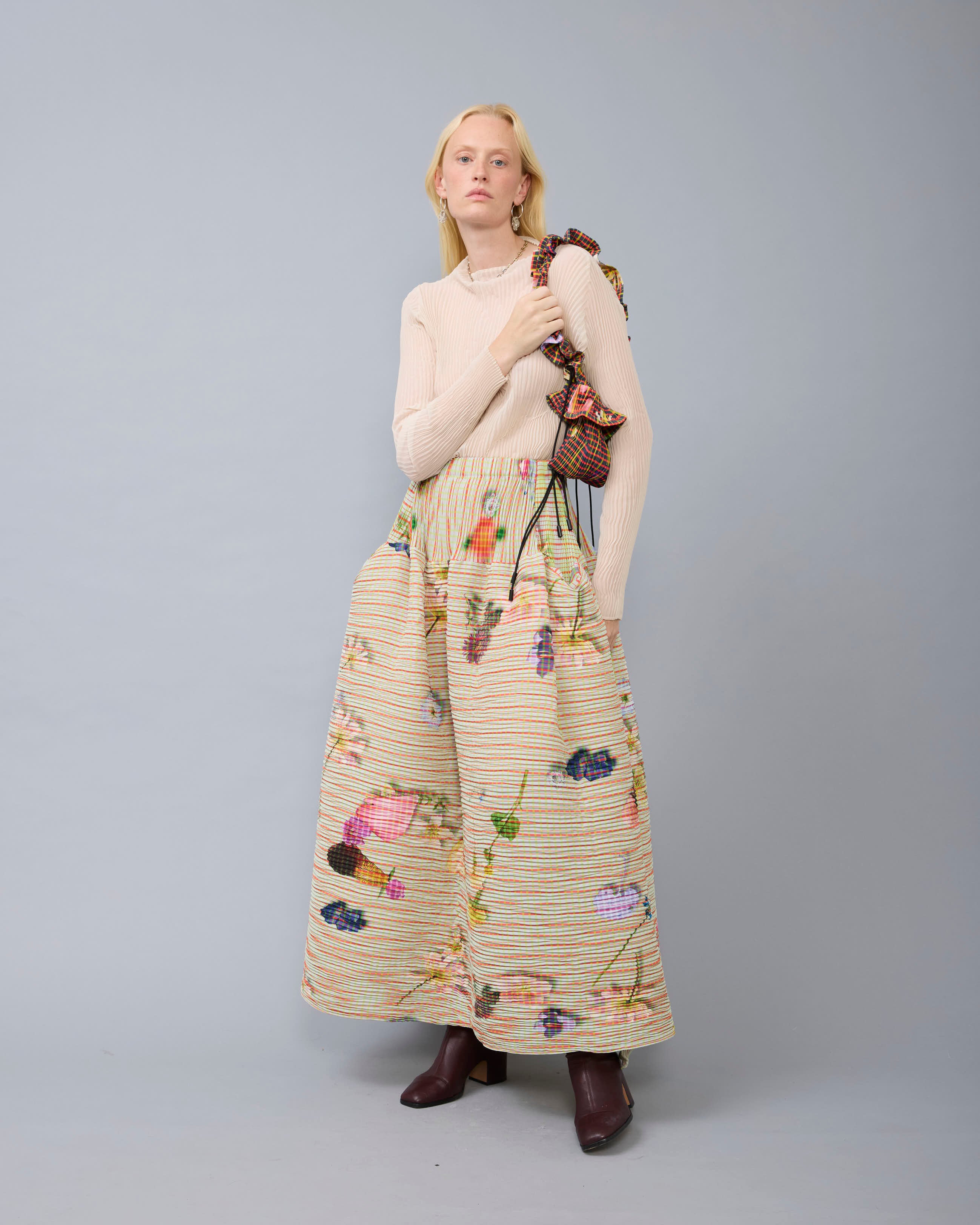 Kenza Handpleated Skirt in light Pagel