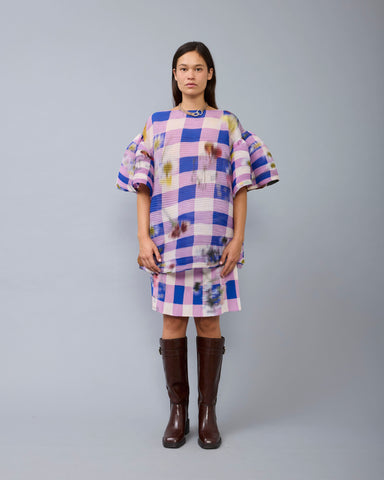 Robin Handpleated Top in blue Sven