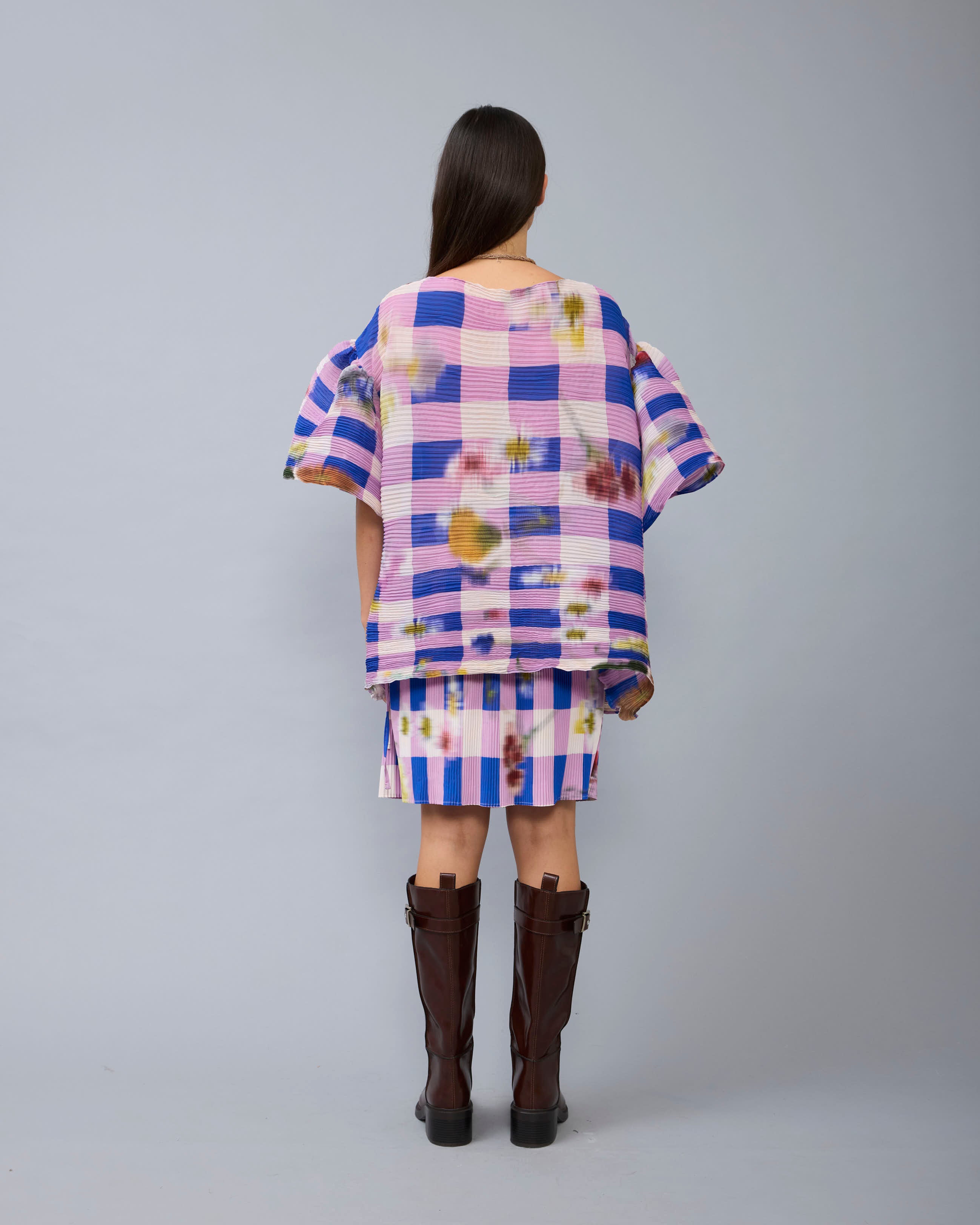Robin Handpleated Top in blue Sven