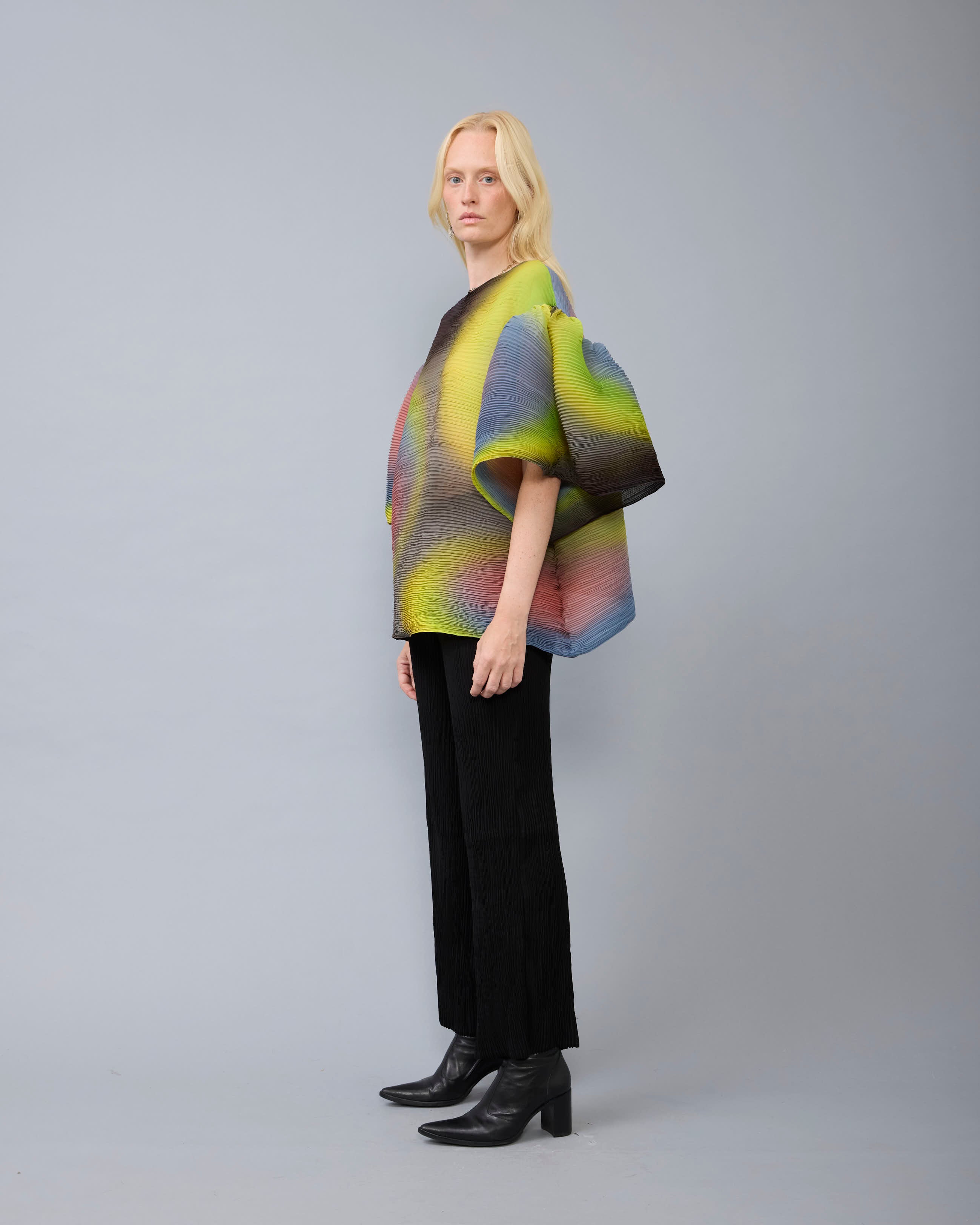 Robin Handpleated Top in Rain