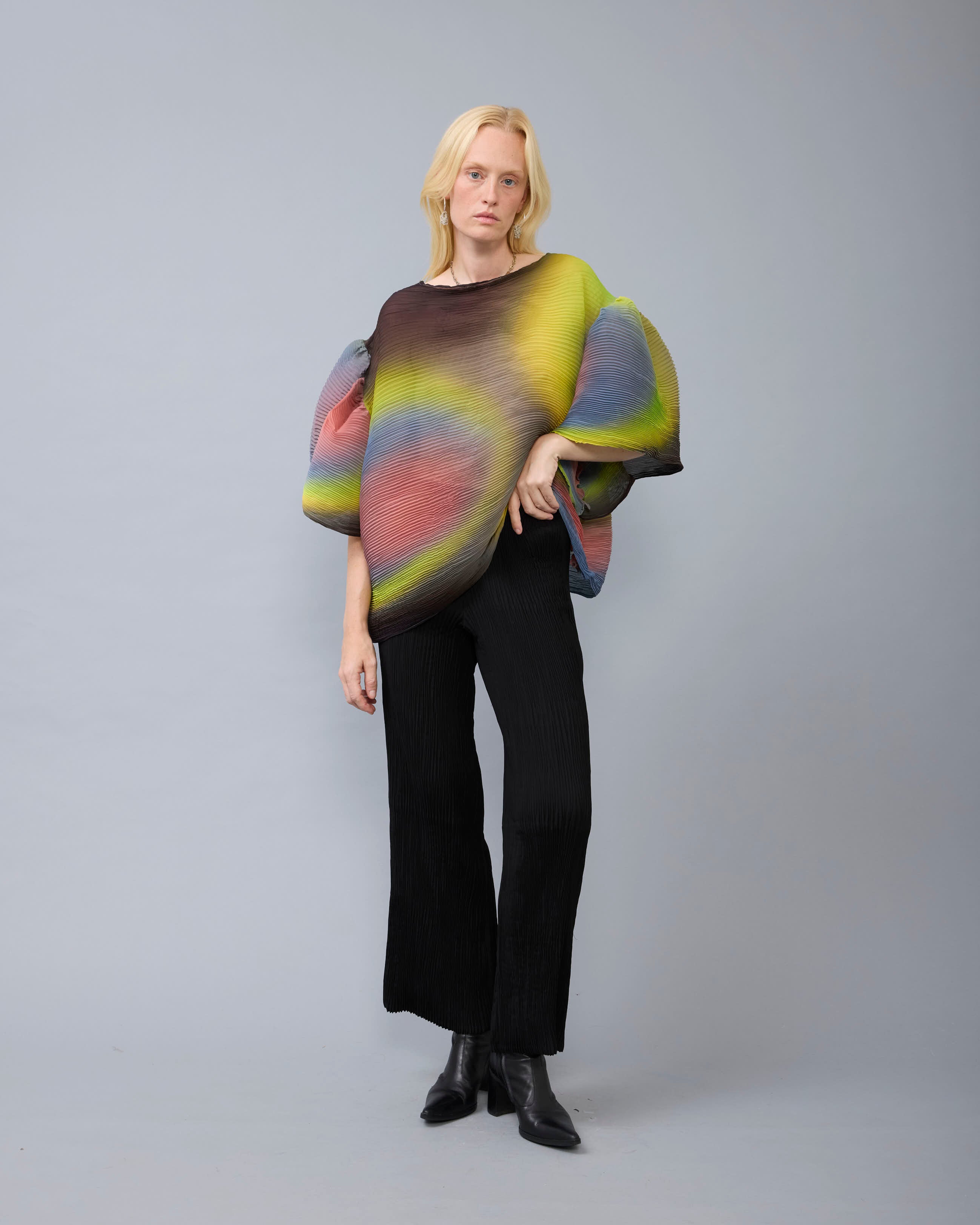 Robin Handpleated Top in Rain